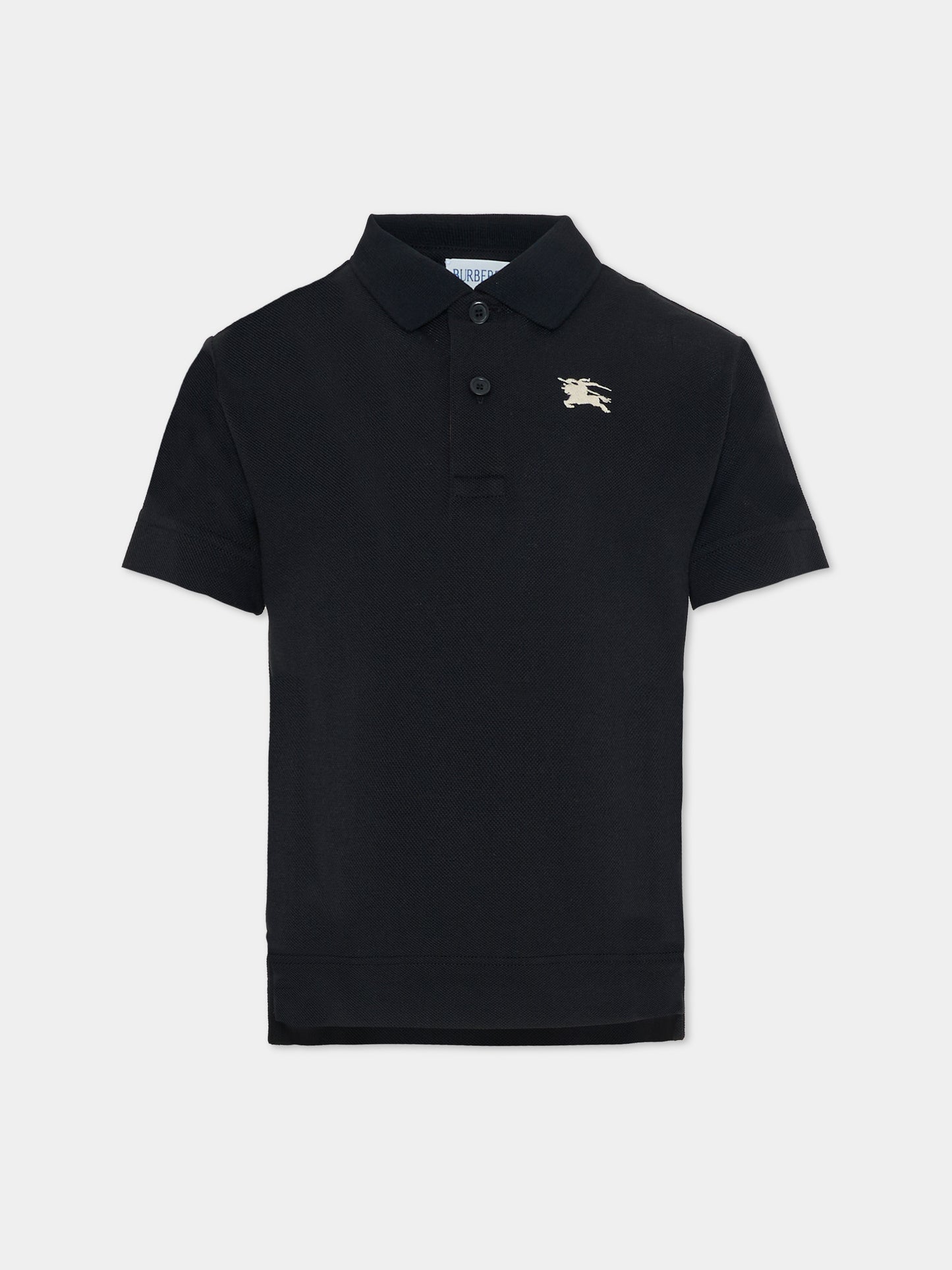 Polo nera per bambini con cavaliere equestre,Burberry Kids,8117373 A1189