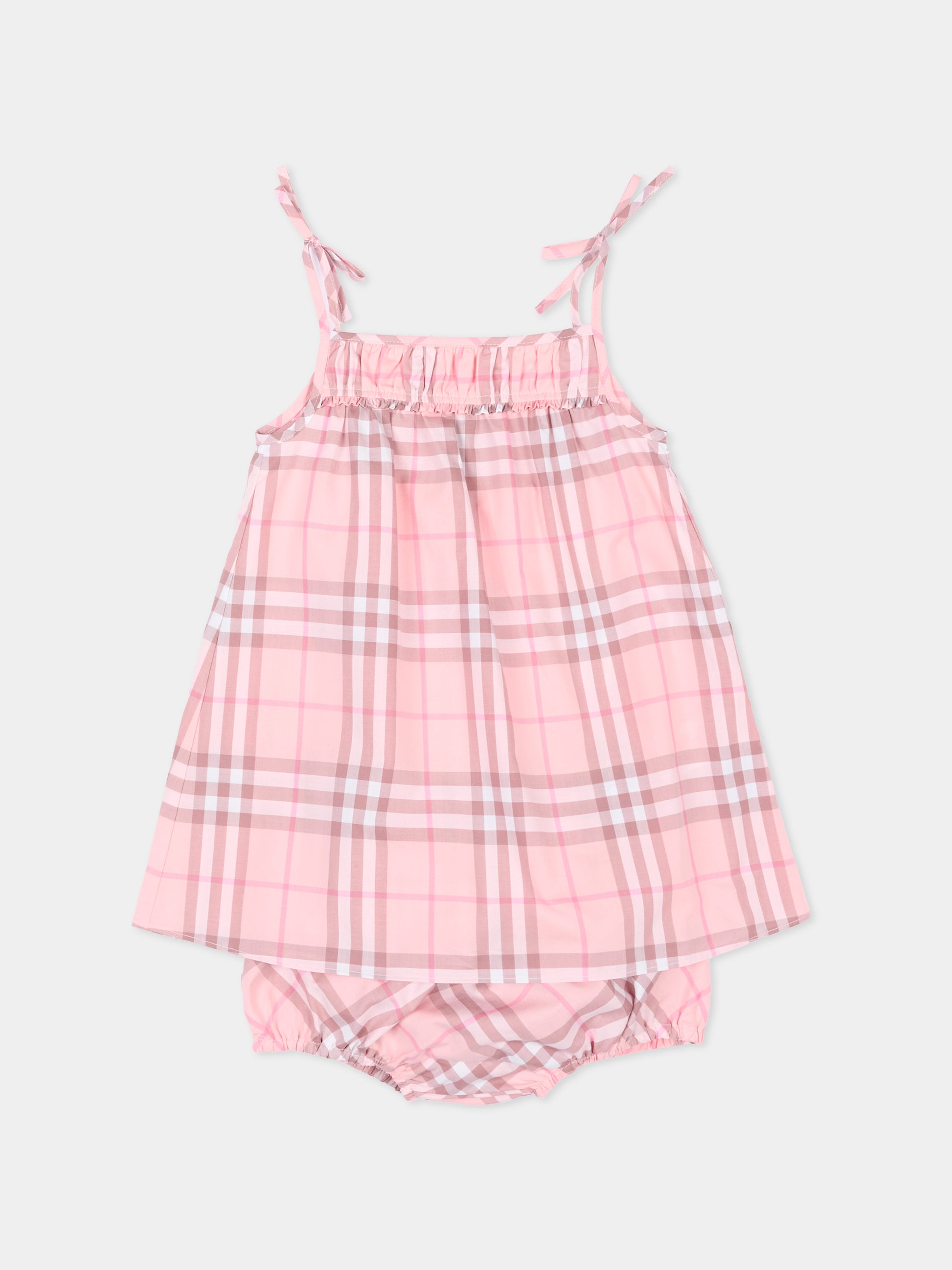 Vestito rosa check per neonata,Burberry Kids,8122486 C4171