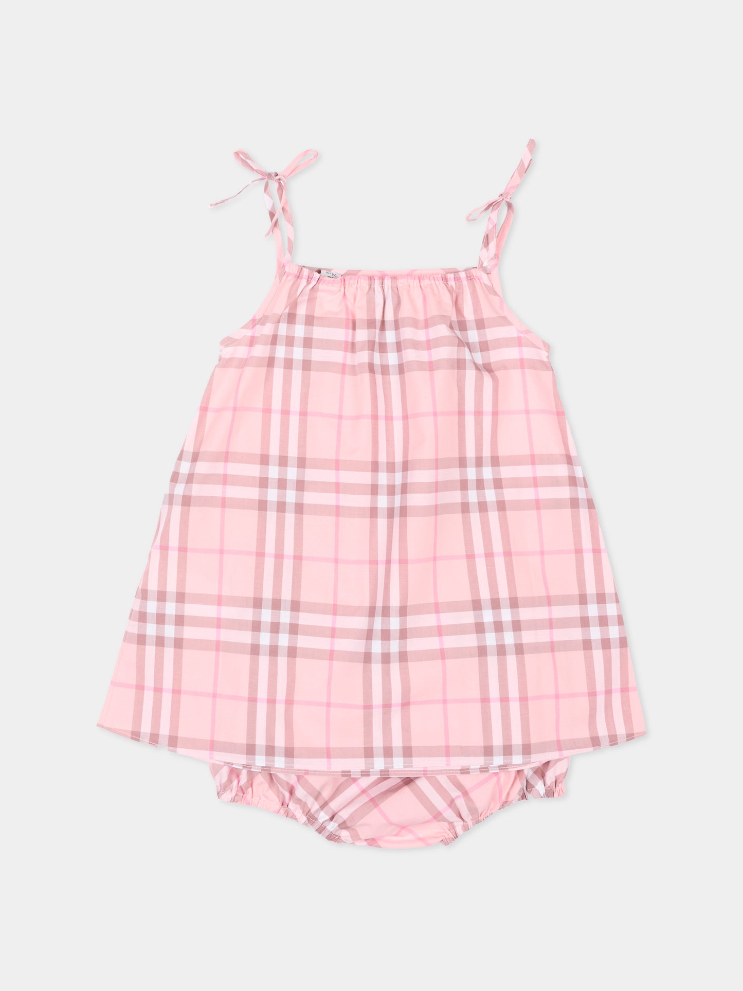 Vestito rosa check per neonata,Burberry Kids,8122486 C4171