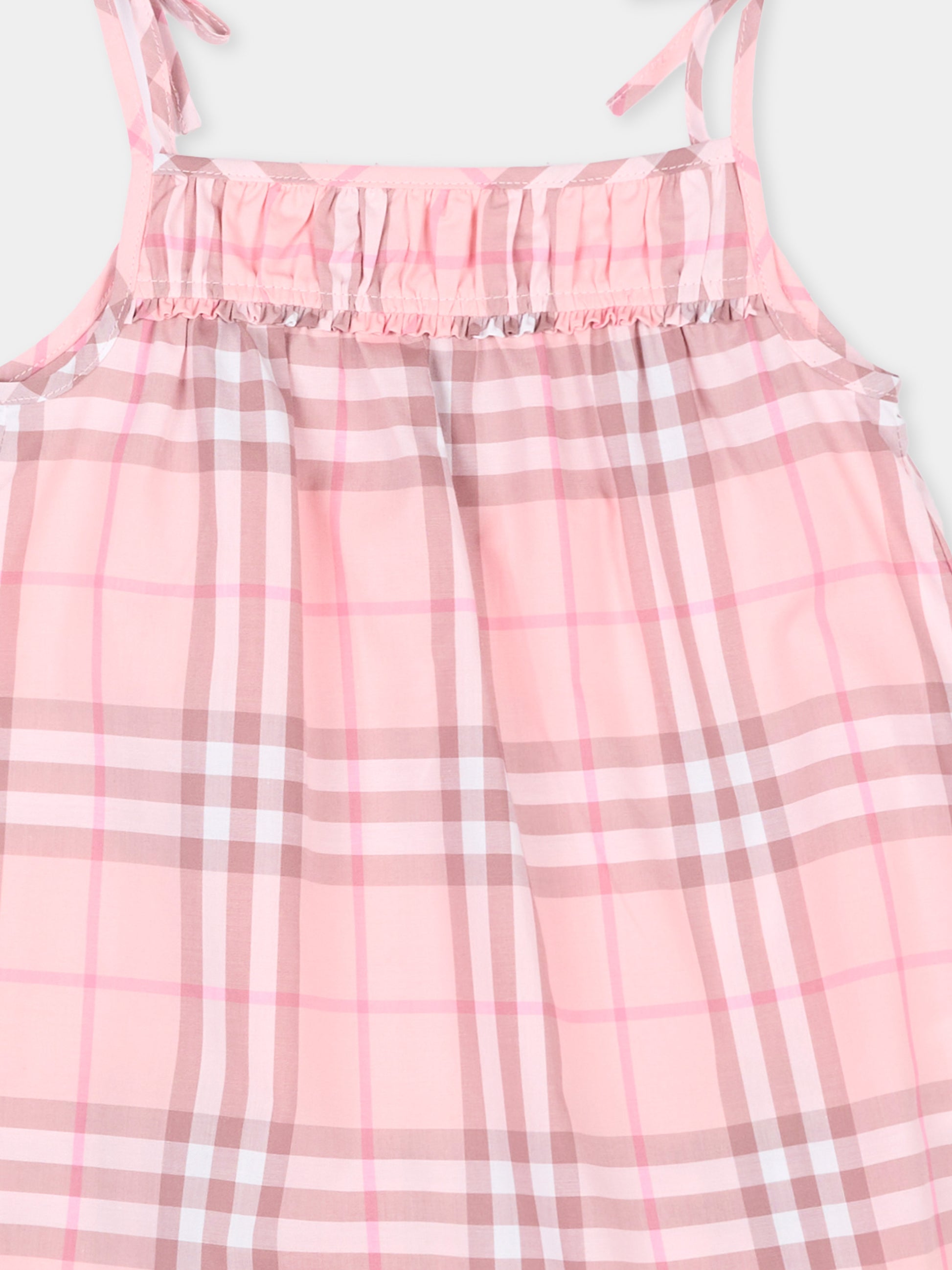 Vestito rosa check per neonata,Burberry Kids,8122486 C4171