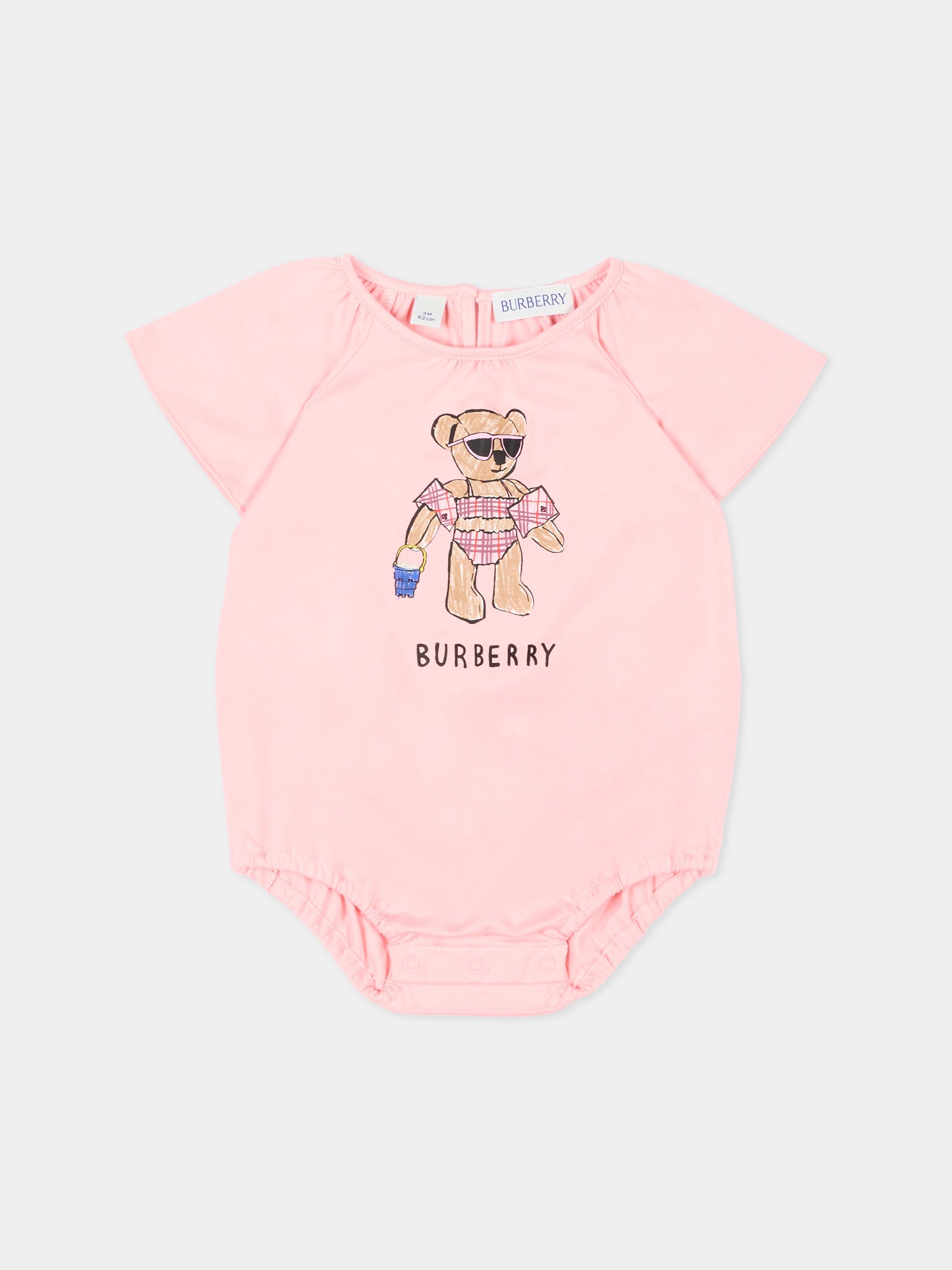 Body rosa con orsetto Burberry per neonata,Burberry Kids,8119304 C4016