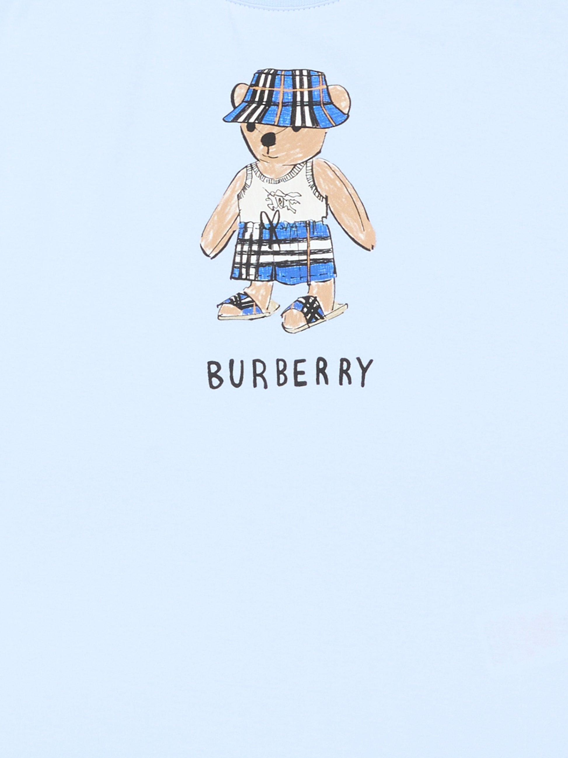 Pagliaccetto celeste per neonato con orsetto Thomas,Burberry Kids,8119305 A2165