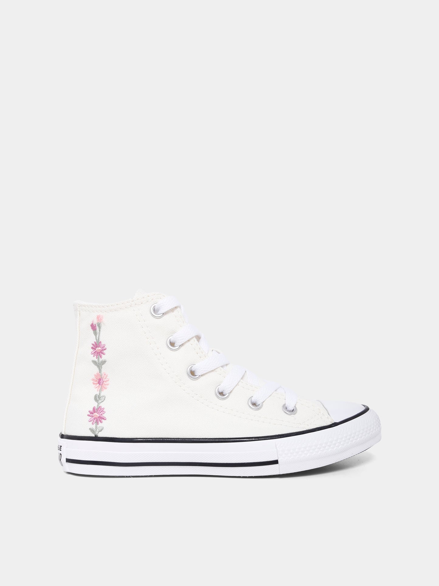 Sneakers Chuck Taylor All Star avorio per bambina con fiori ricamati,Converse,A11775C