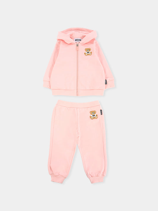Completo rosa per neonata con Teddy Bear,Moschino Kids,MNK04P LCA19 50209