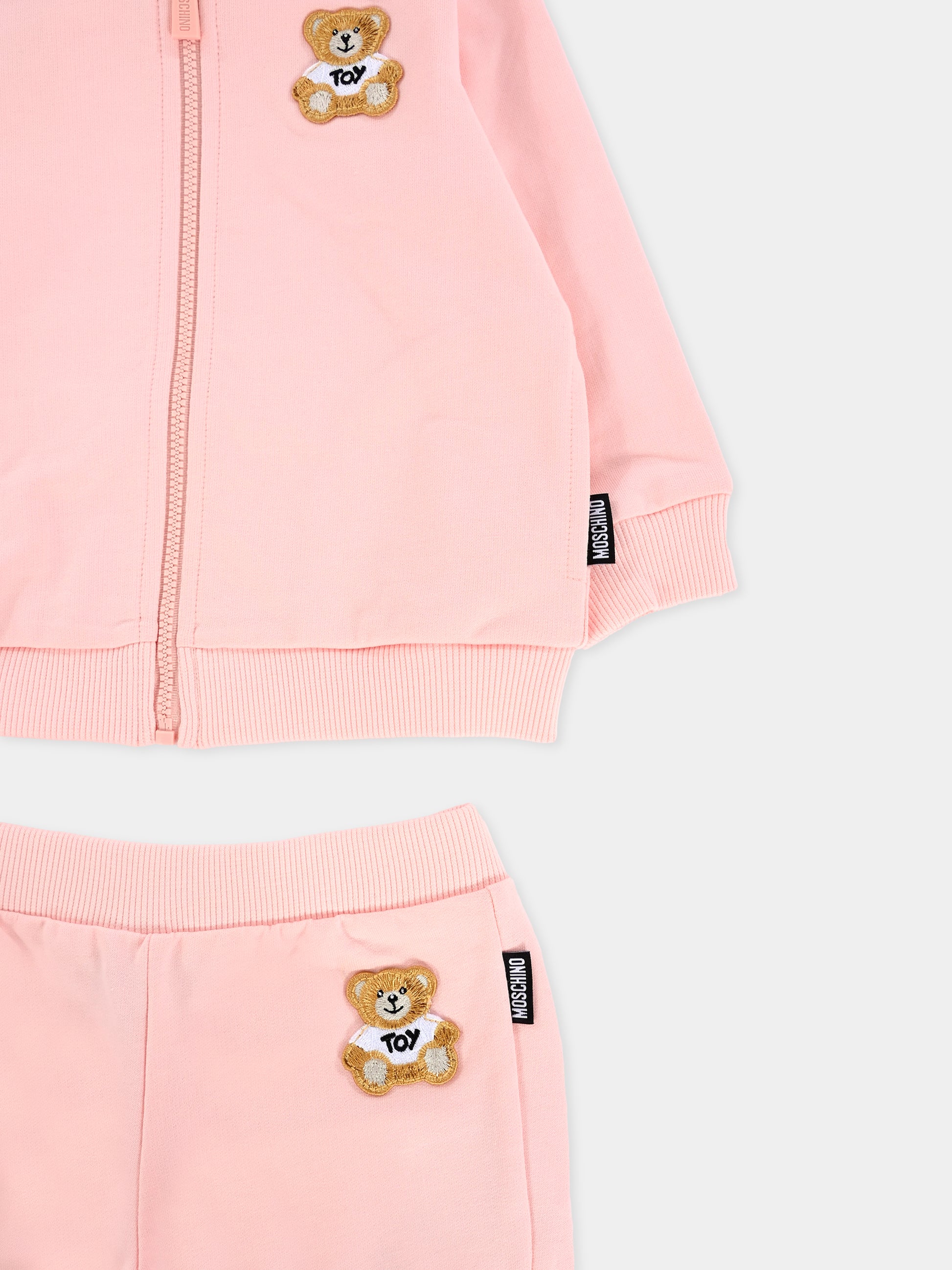 Completo rosa per neonata con Teddy Bear,Moschino Kids,MNK04P LCA19 50209