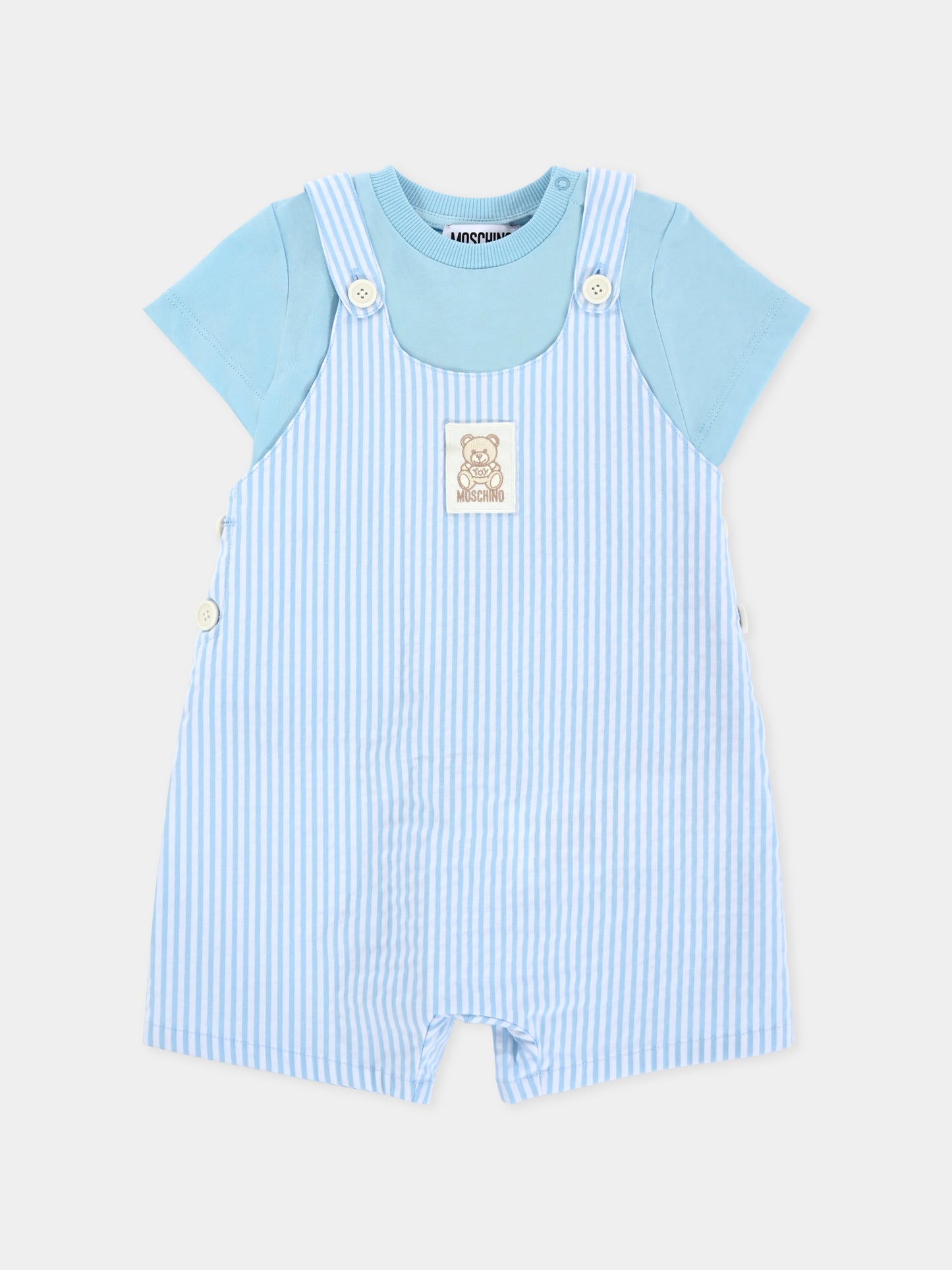 Salopette celeste per neonato con Teddy Bear,Moschino Kids,MUG01I LYE01 84325