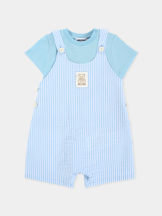 Salopette celeste per neonato con Teddy Bear,Moschino Kids,MUG01I LYE01 84325