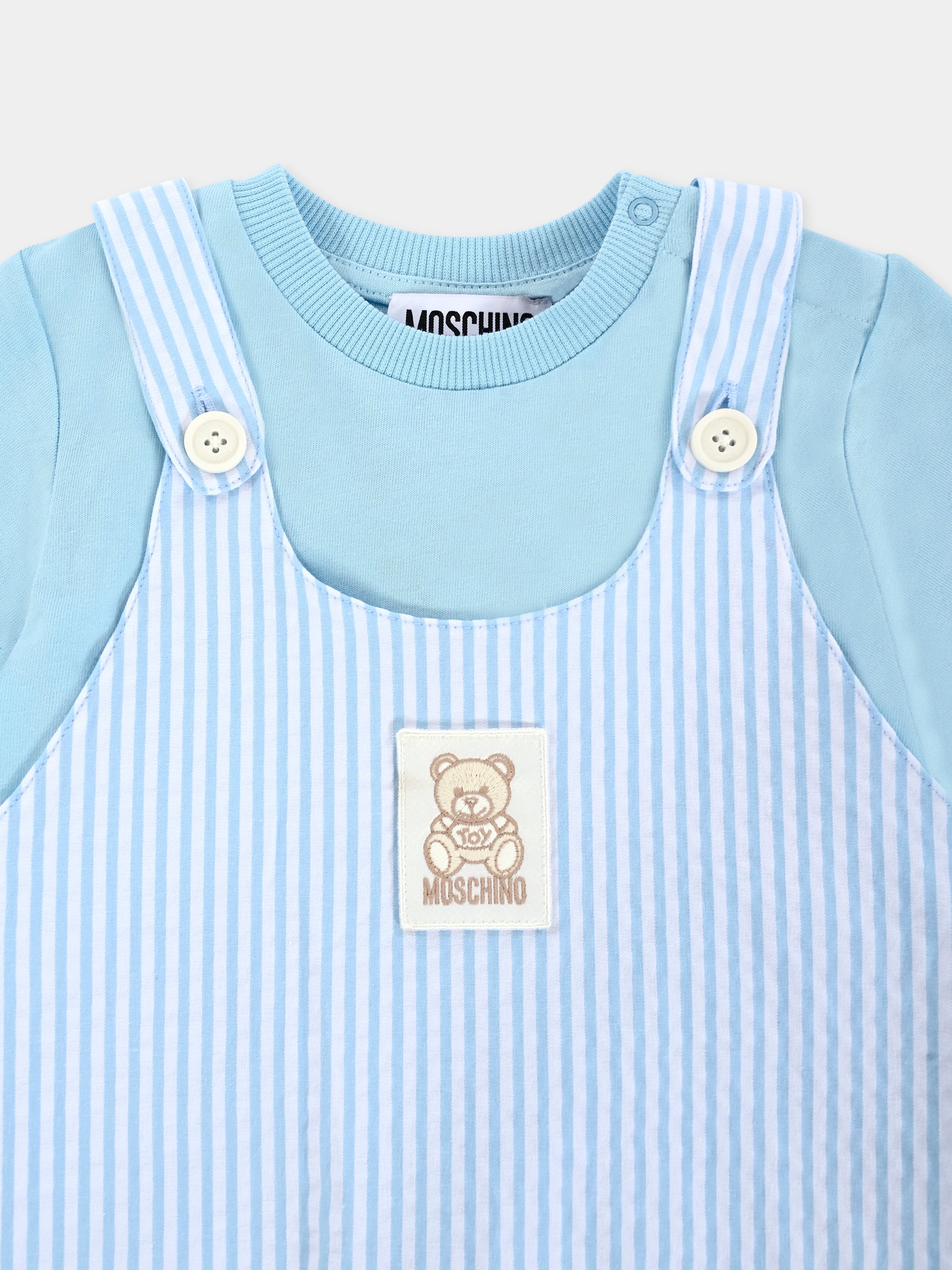 Salopette celeste per neonato con Teddy Bear,Moschino Kids,MUG01I LYE01 84325