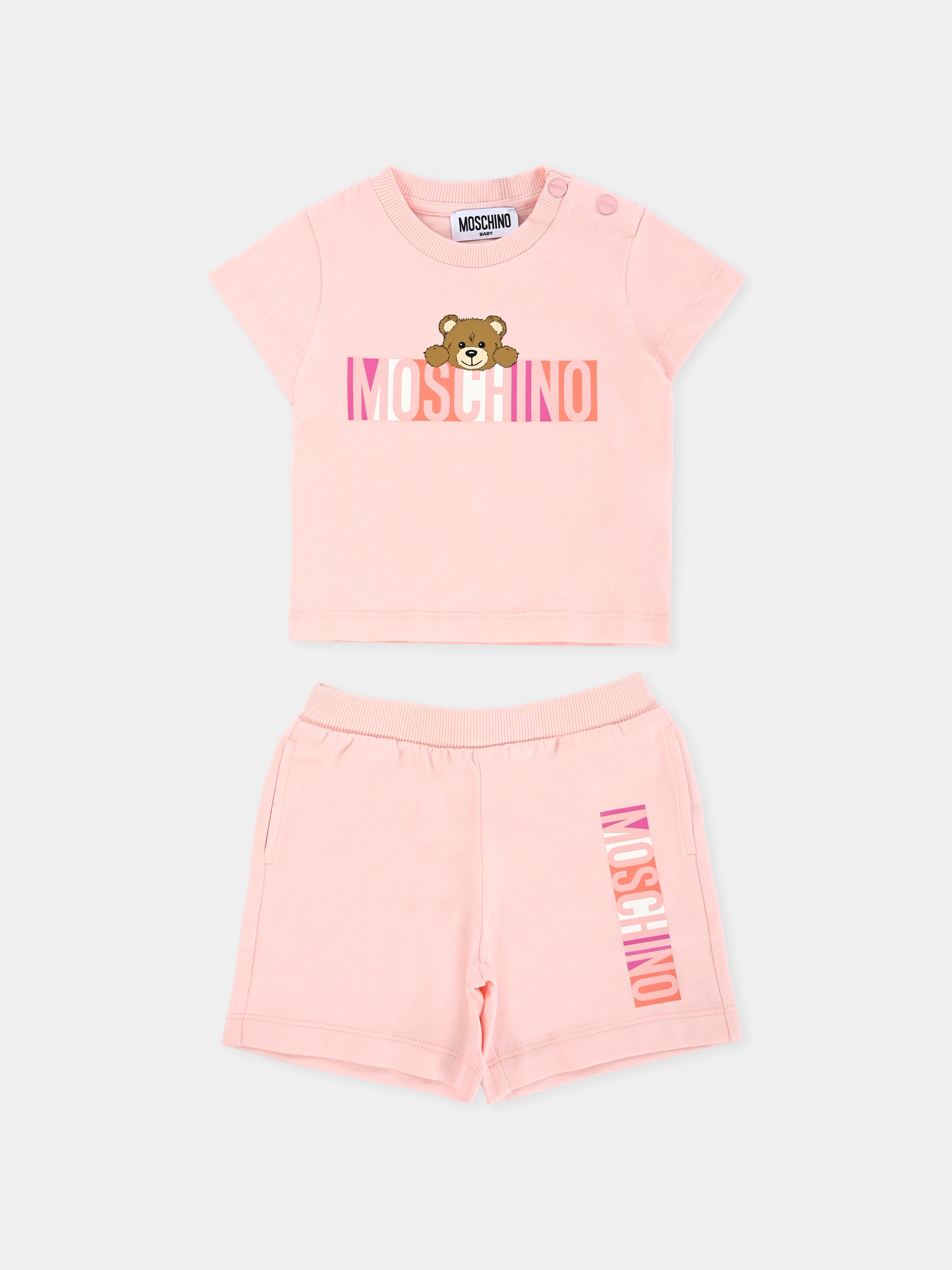 Completo rosa per neonata con Teddy Bear,Moschino Kids,MVG00M LAA02 50209