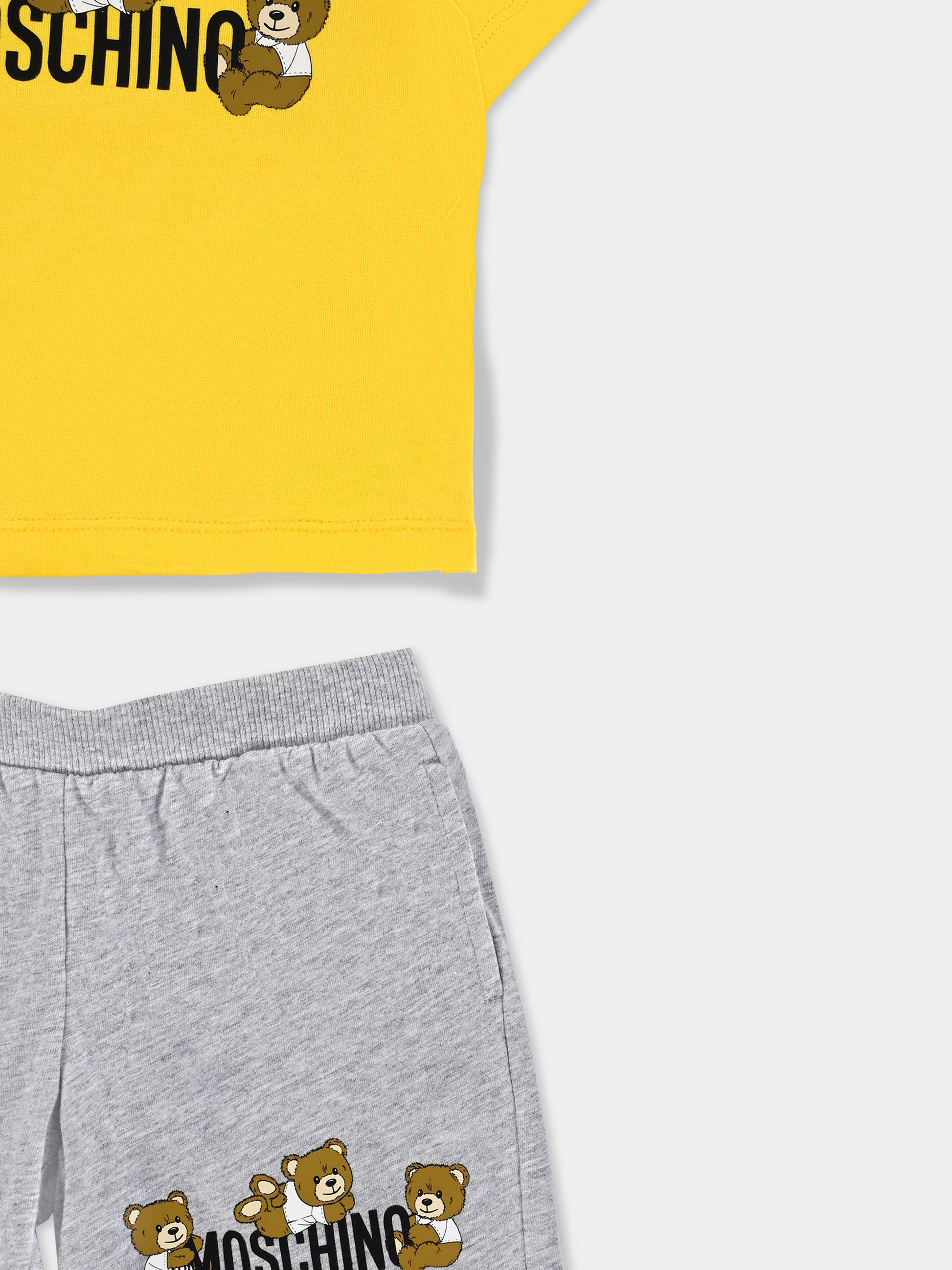 Completo giallo per neonato con Teddy Bears,Moschino Kids,MZG00M LAA03 83230