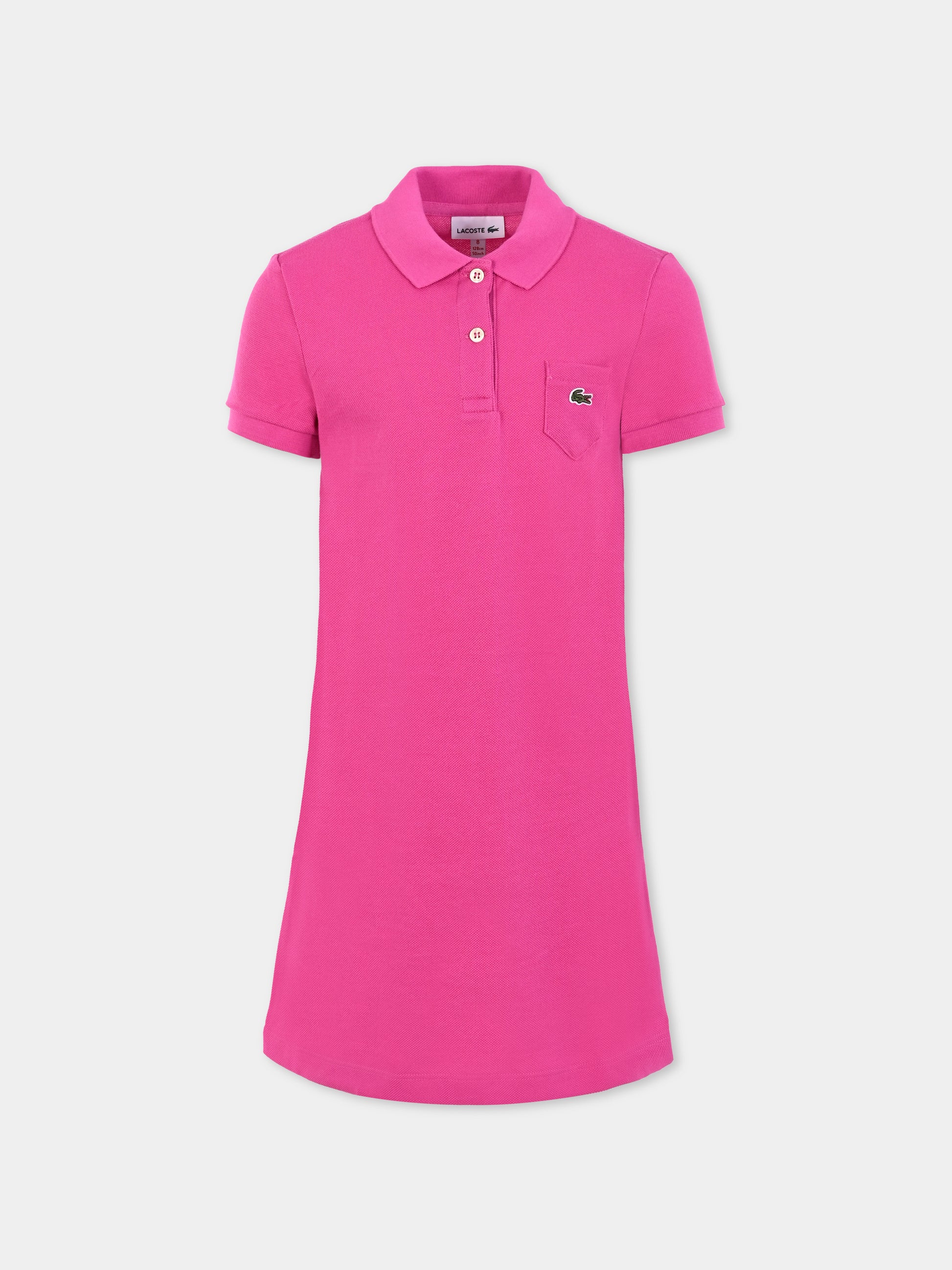 Vestito fucsia per bambina con coccodrillo,Lacoste,EJ2816 I1L