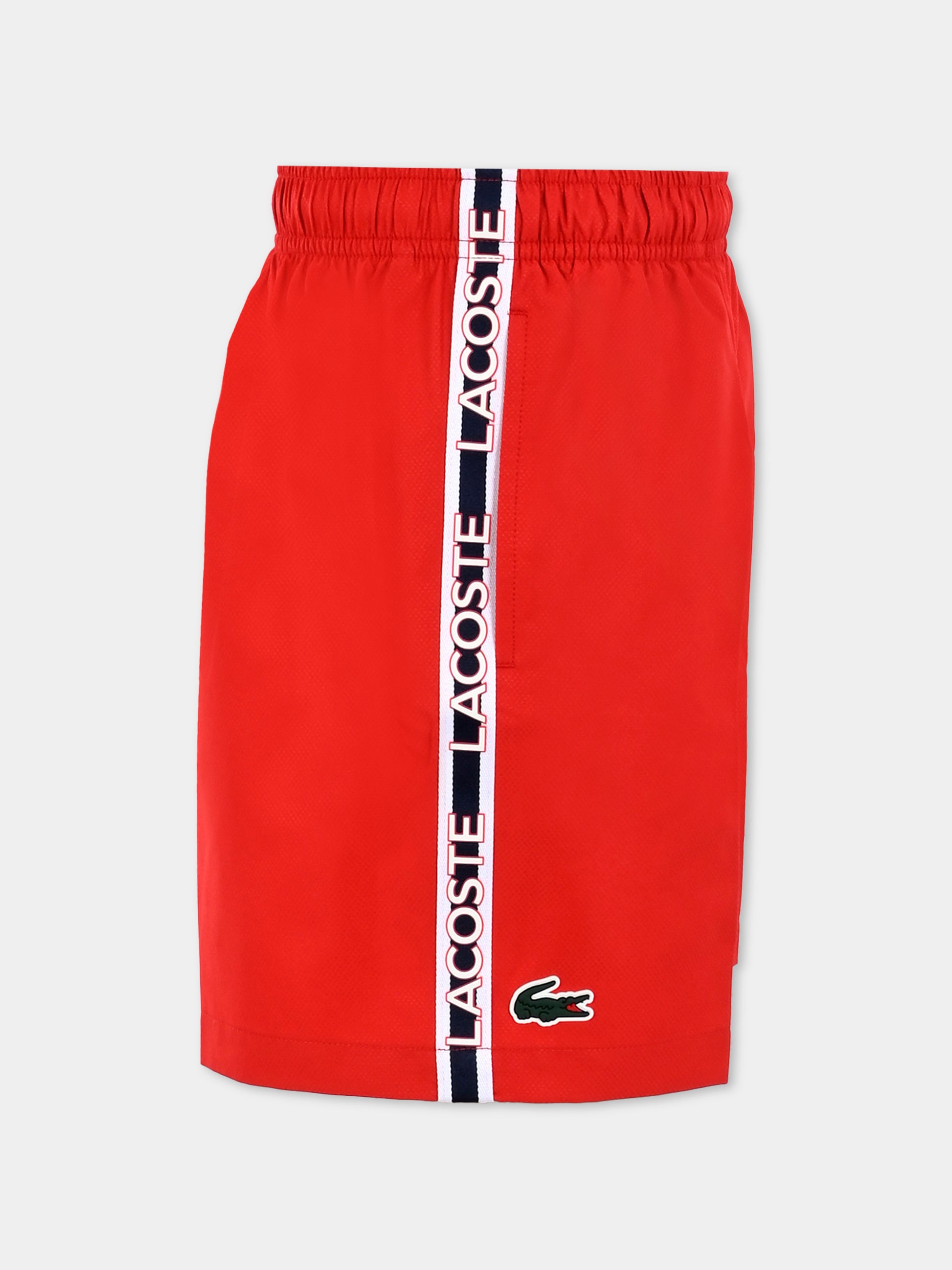 Shorts rossi per bambino con logo e coccodrillo,Lacoste,GJ8485 ZBG