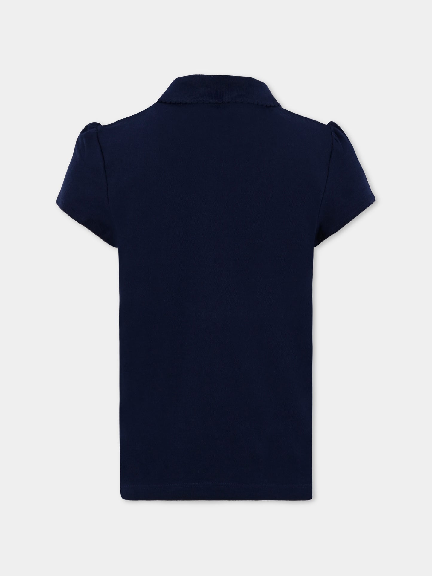 Polo blu per bambina con coccodrillo,Lacoste,PJ3594 166