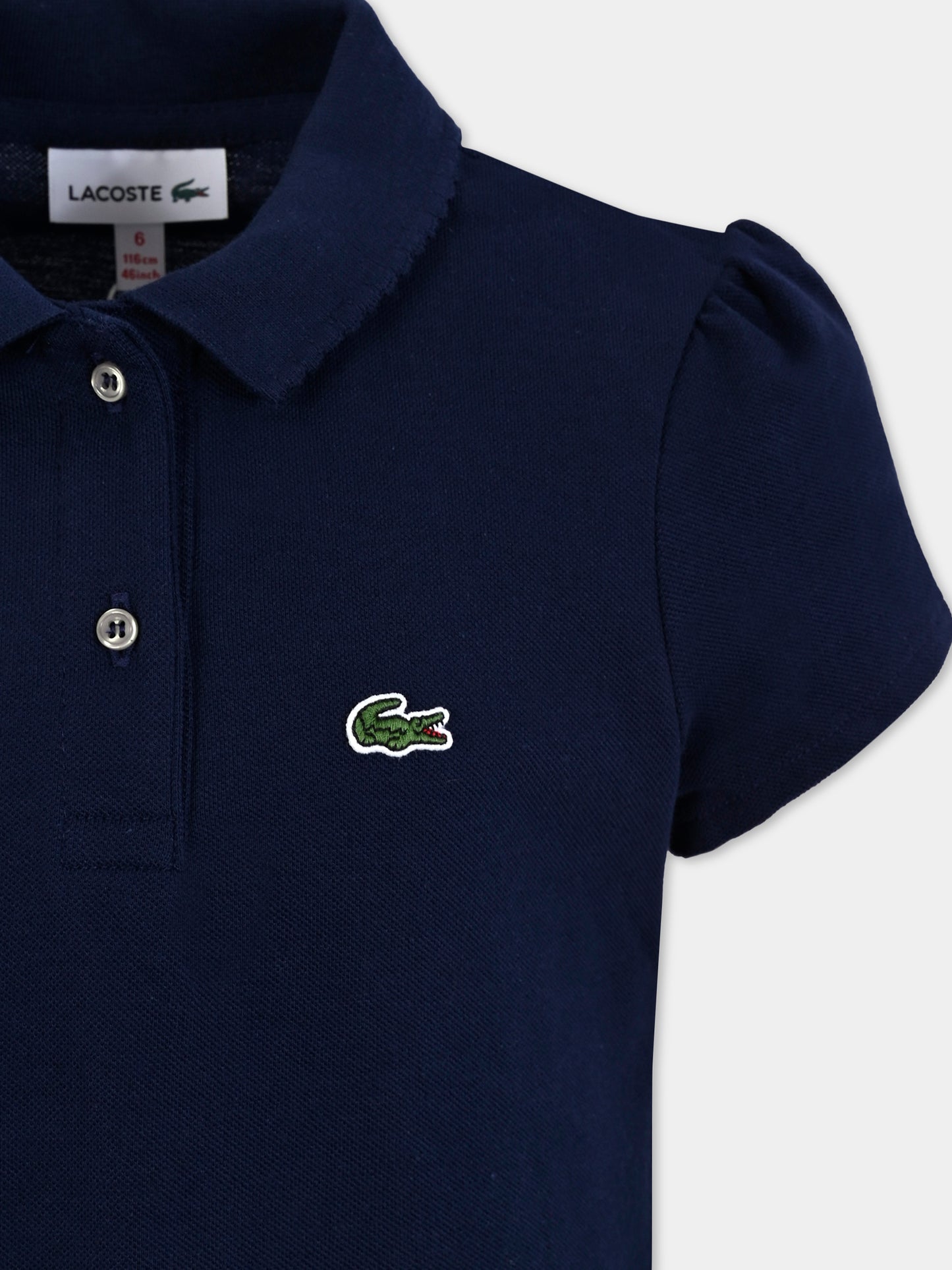 Polo blu per bambina con coccodrillo,Lacoste,PJ3594 166