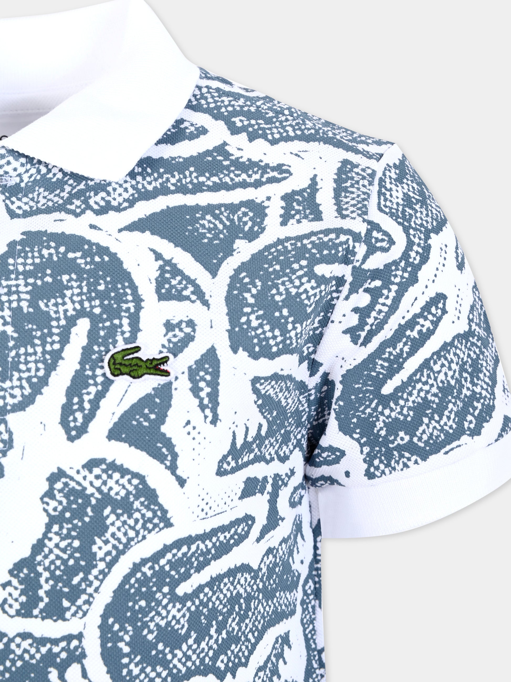 Polo bianca per bambino con coccodrillo all over,Lacoste,PJ8466 I0N