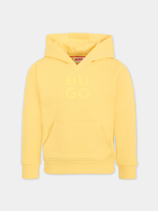 Felpa gialla per bambino con logo,Hugo,G00349 501