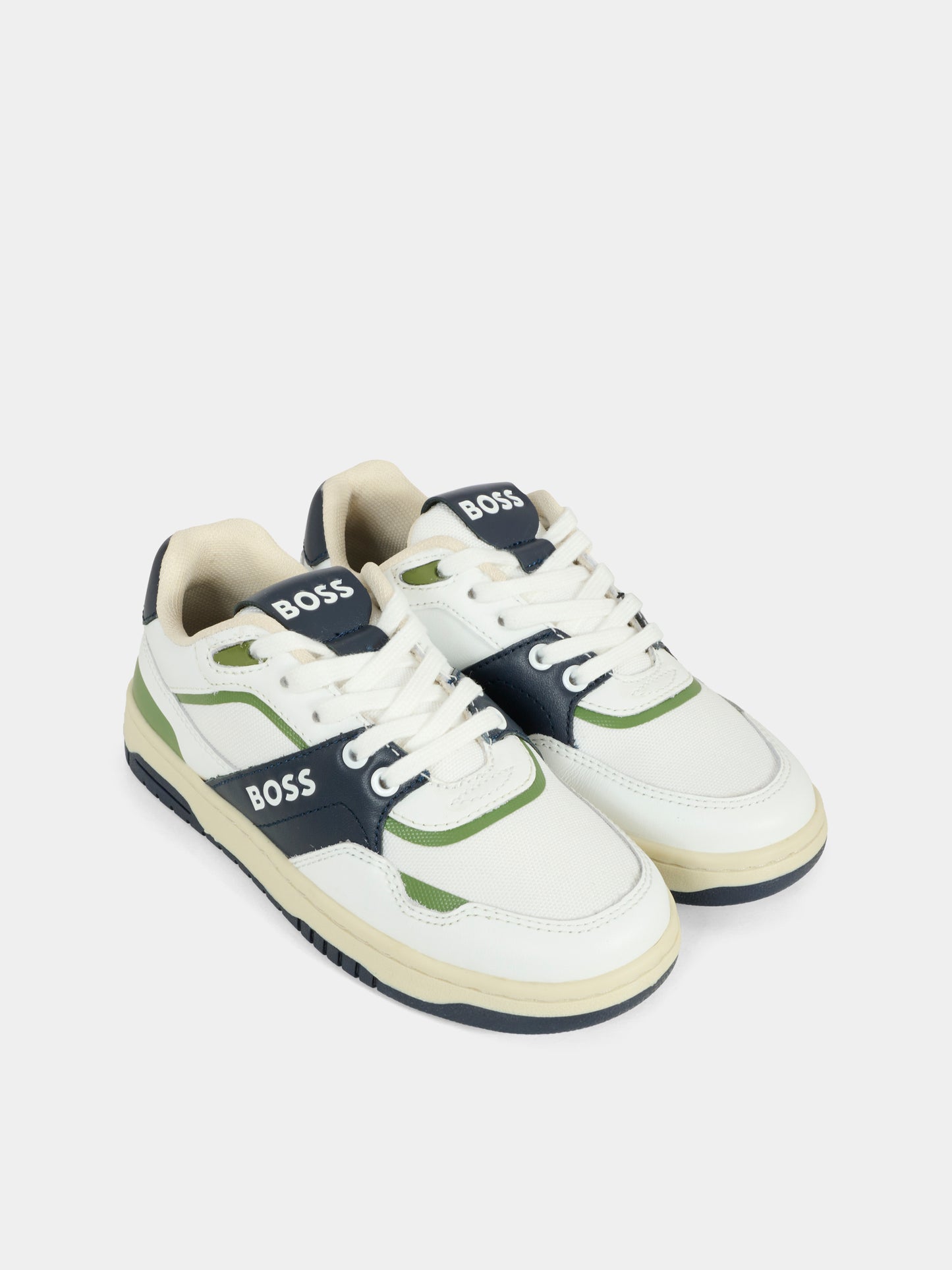 Sneakers bianche per bambino con logo,Boss,J51659 10P