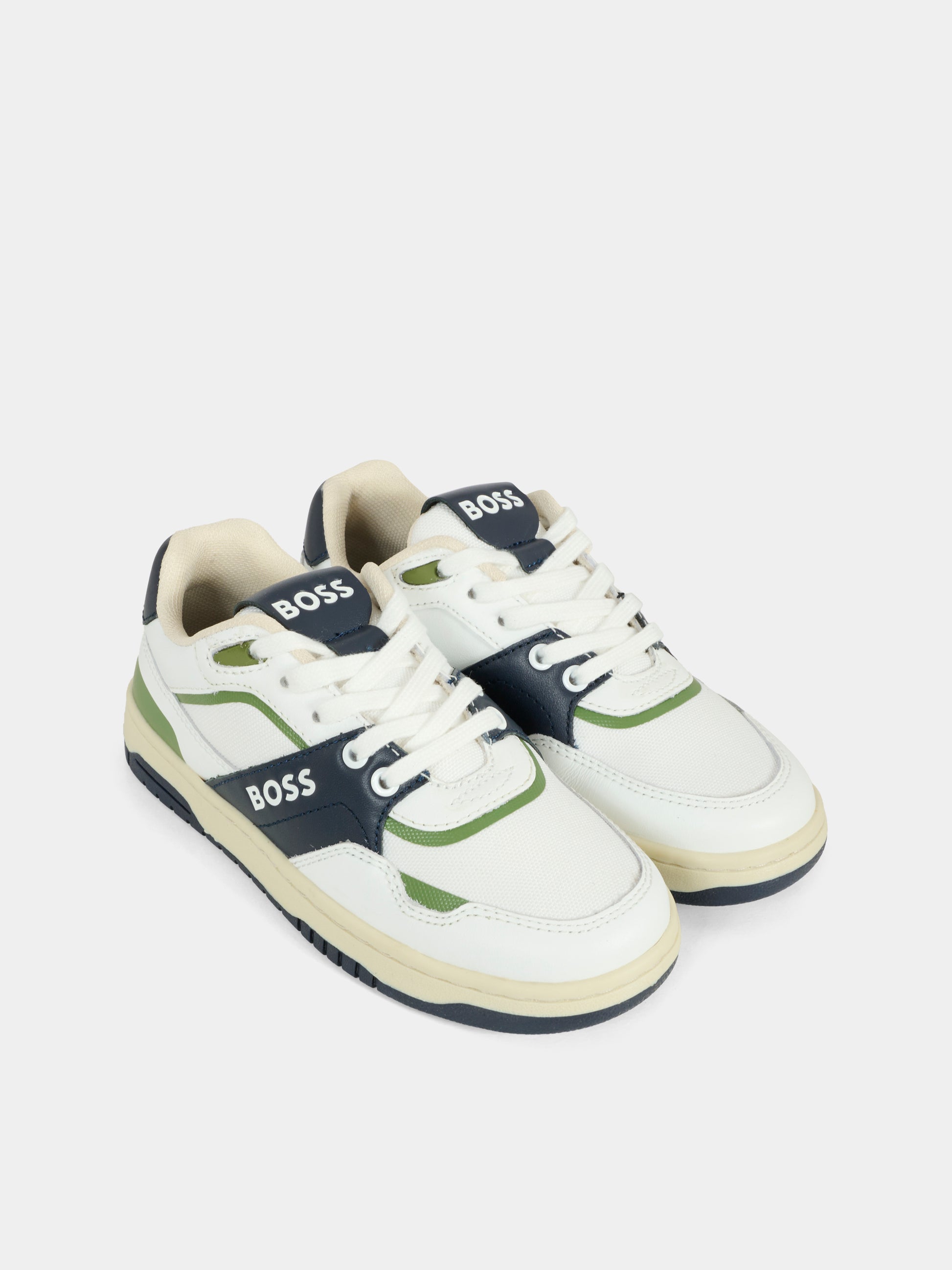 Sneakers bianche per bambino con logo,Boss,J51659 10P