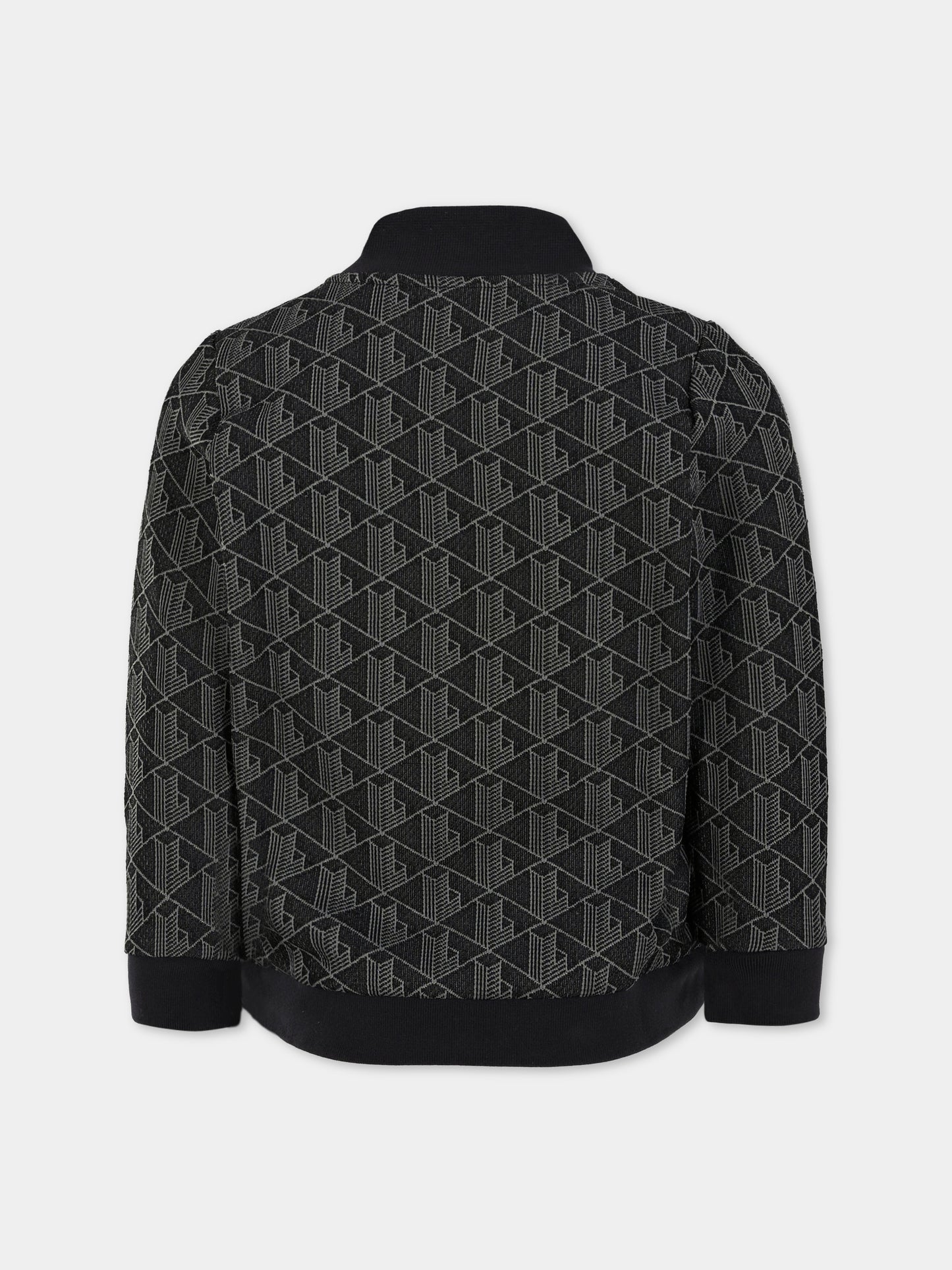 Felpa nera per bambini con logo all over,Lacoste,SJ1233 4PC