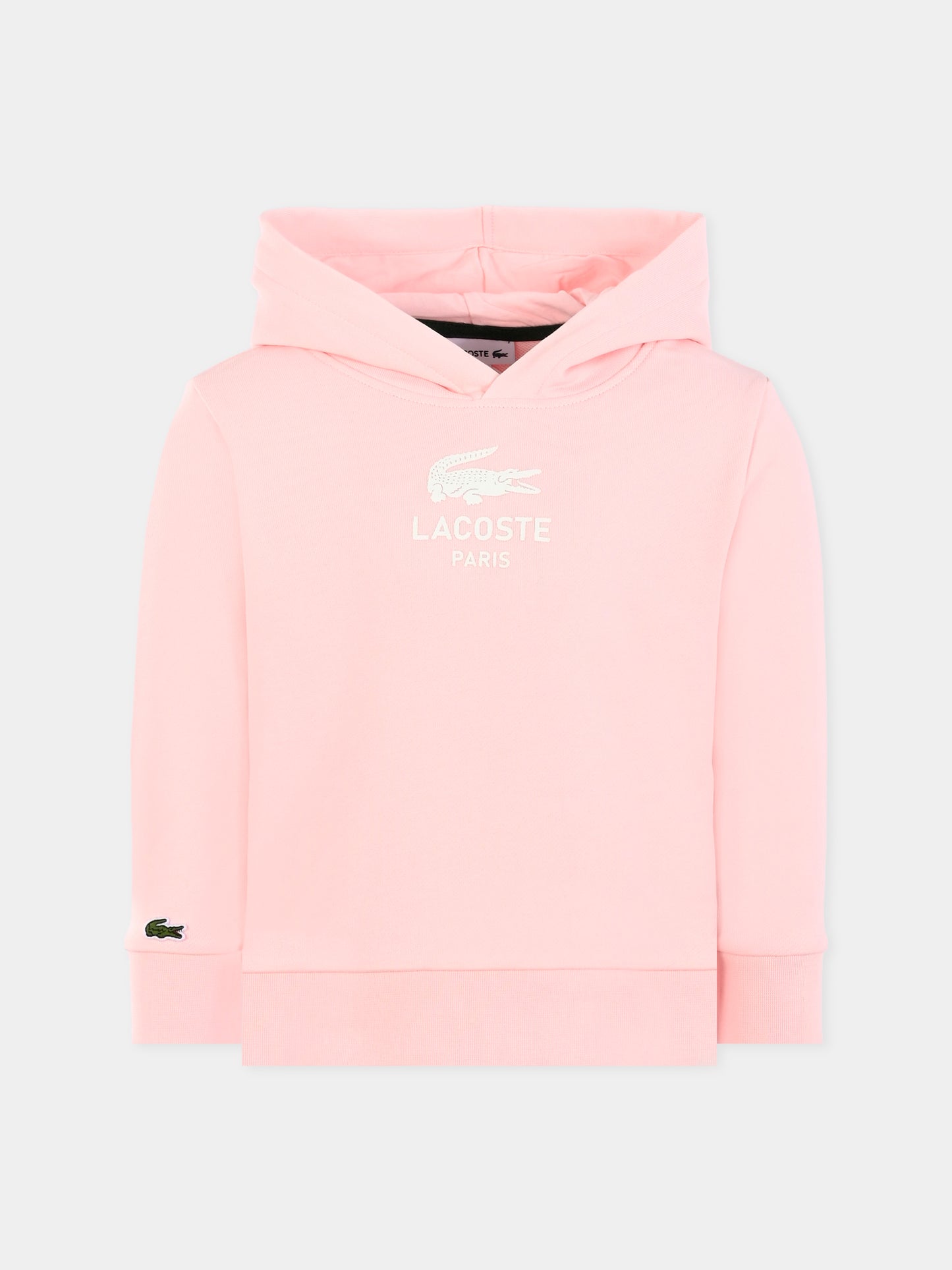 Felpa rosa per bambina con coccodrillo e logo,Lacoste,SJ3004 T03