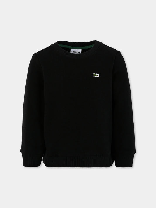 Felpa nera per bambini con coccodrillo,Lacoste,SJ5284 031