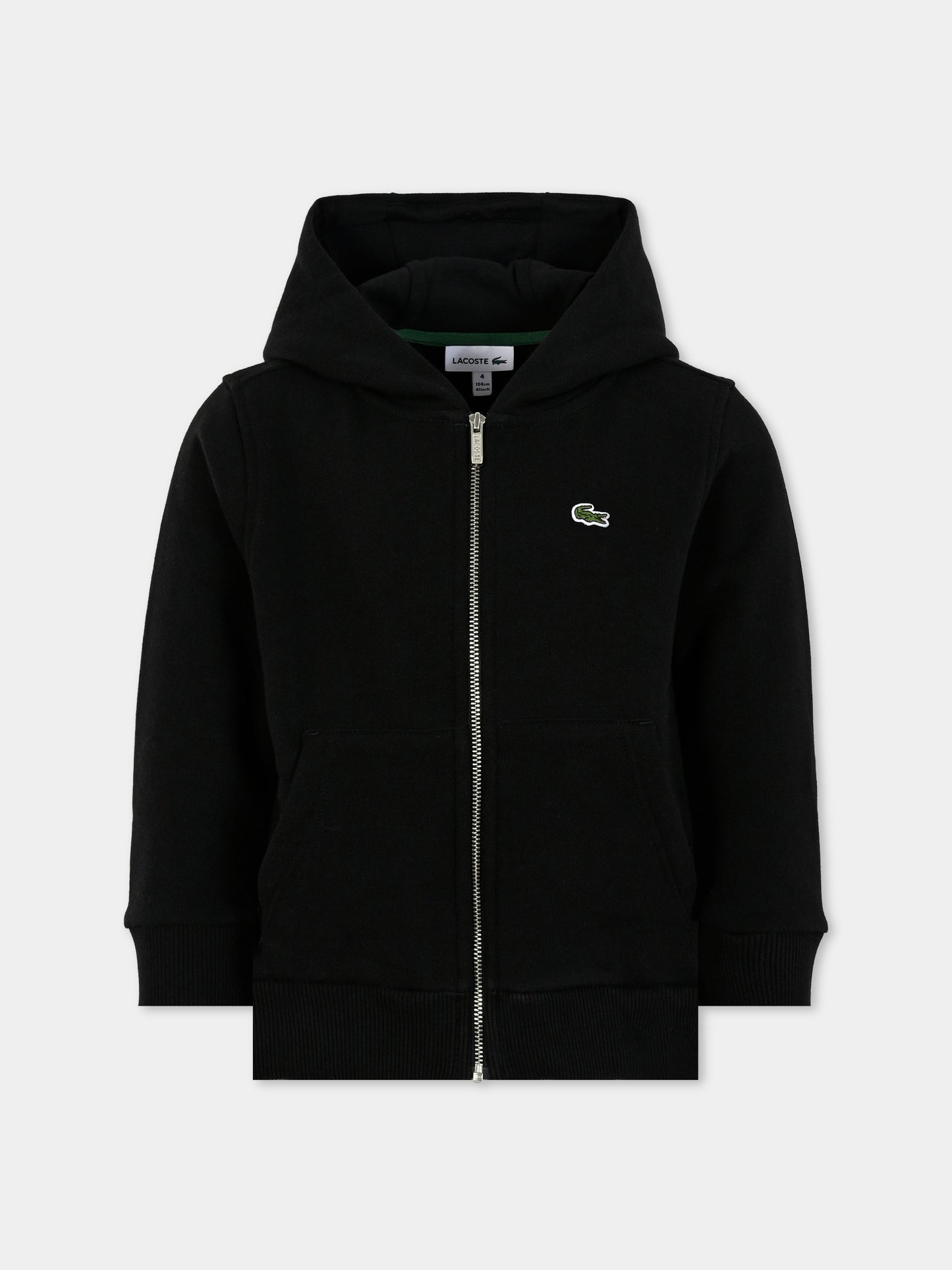 Felpa nera per bambini con coccodrillo,Lacoste,SJ9723 031