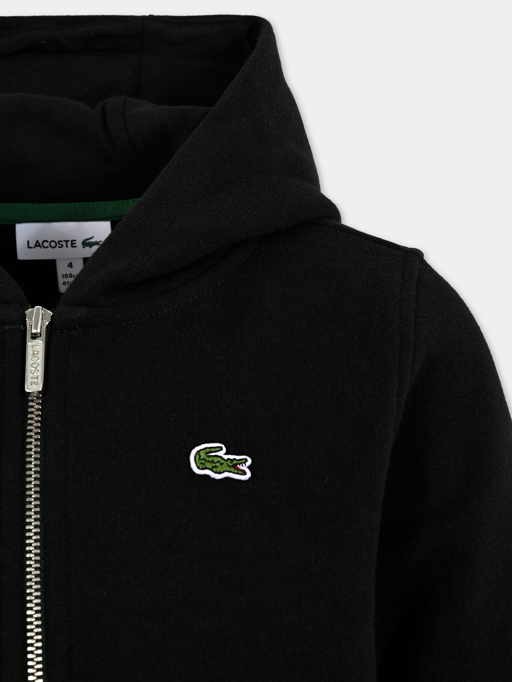 Felpa nera per bambini con coccodrillo,Lacoste,SJ9723 031