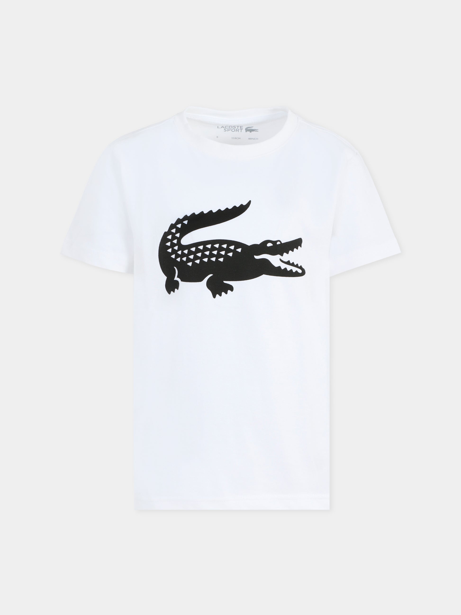 T-shirt bianca per bambini con coccodrillo,Lacoste,TJ2910 AU8