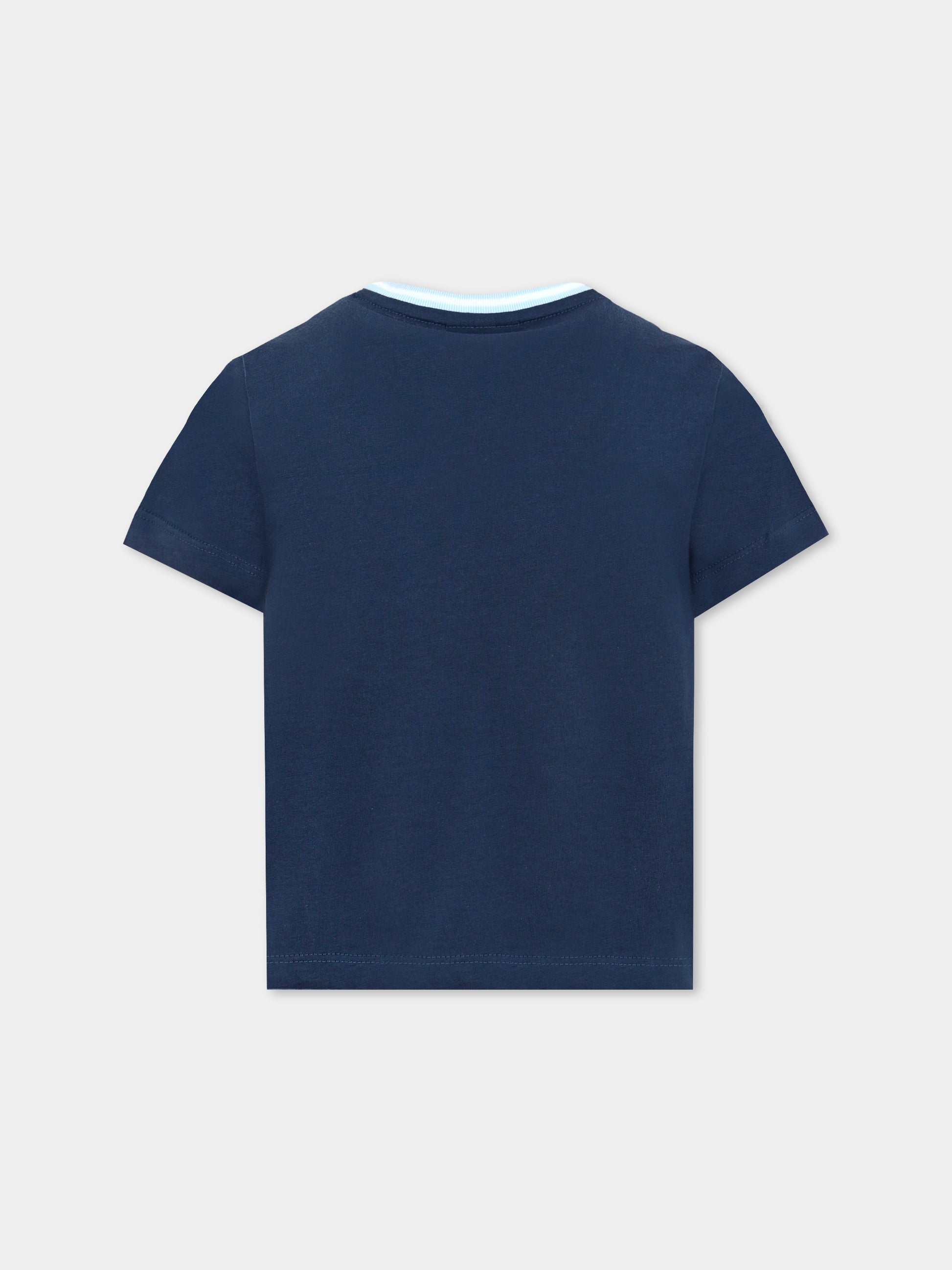 T-shirt blu per bambino con coccodrillo,Lacoste,TJ7295 I07