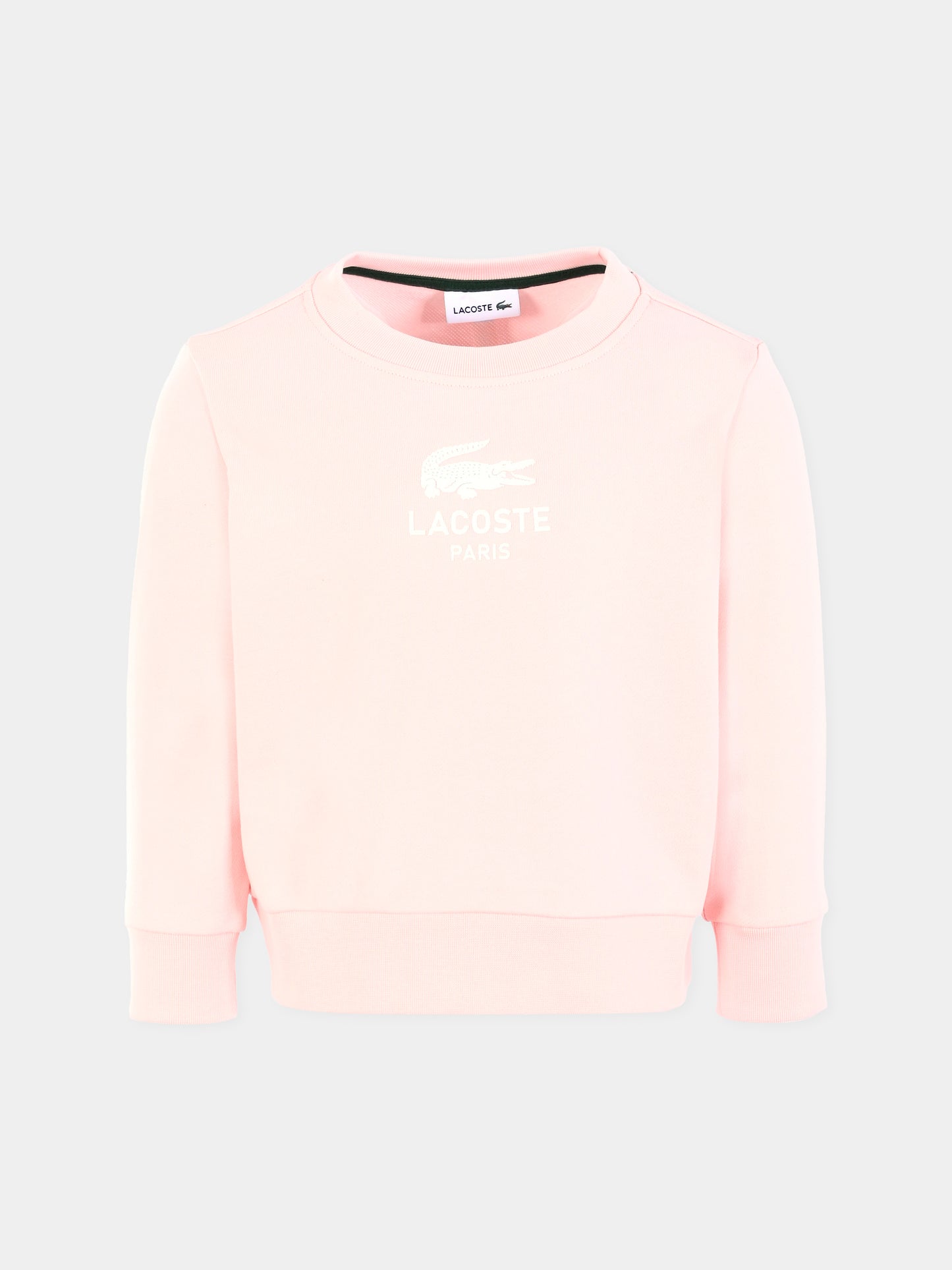 Felpa rosa per bambina con logo e coccodrillo,Lacoste,SJ3005 T03