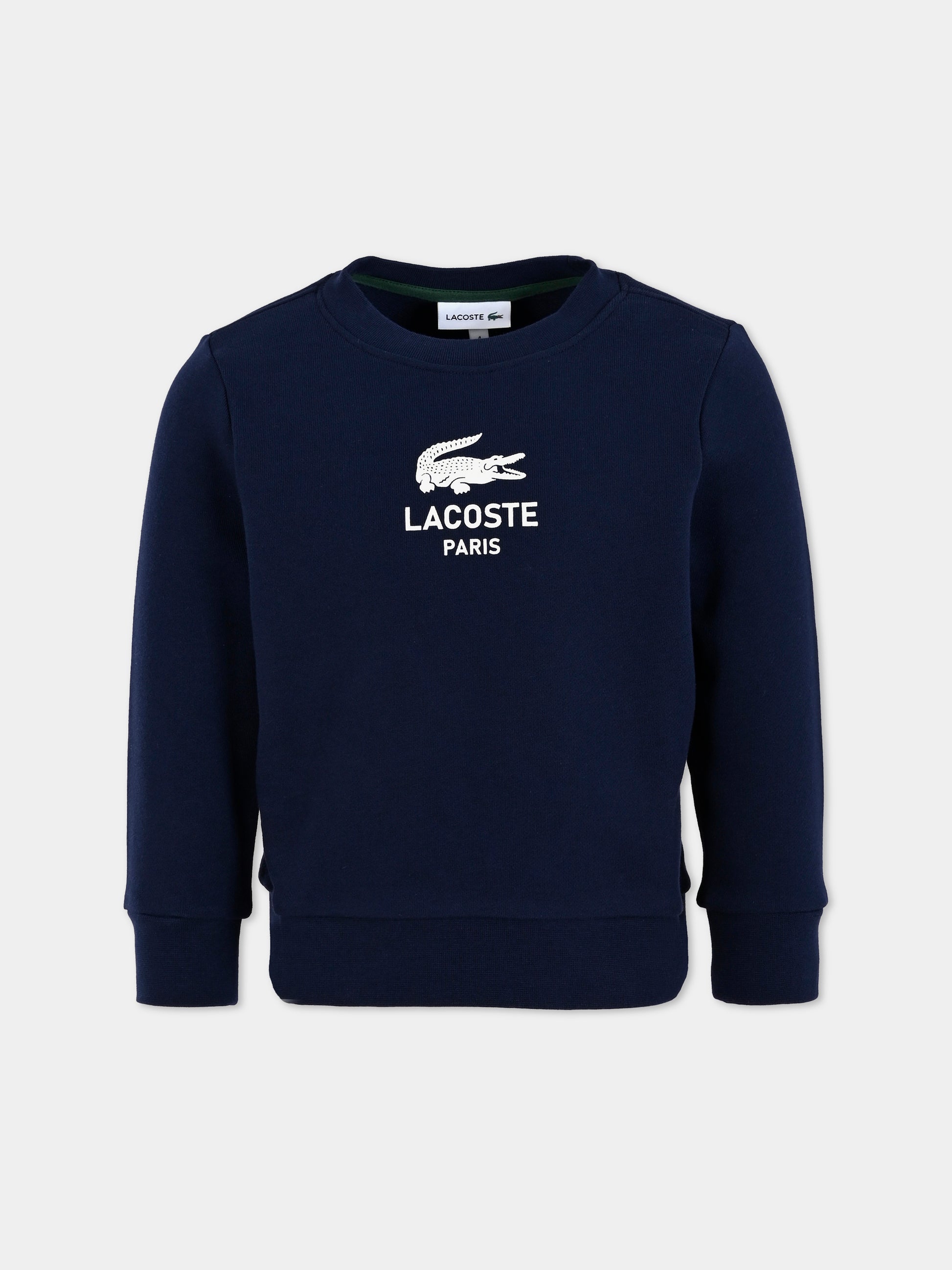Felpa blu per bambini con logo e coccodrillo,Lacoste,SJ3005 166