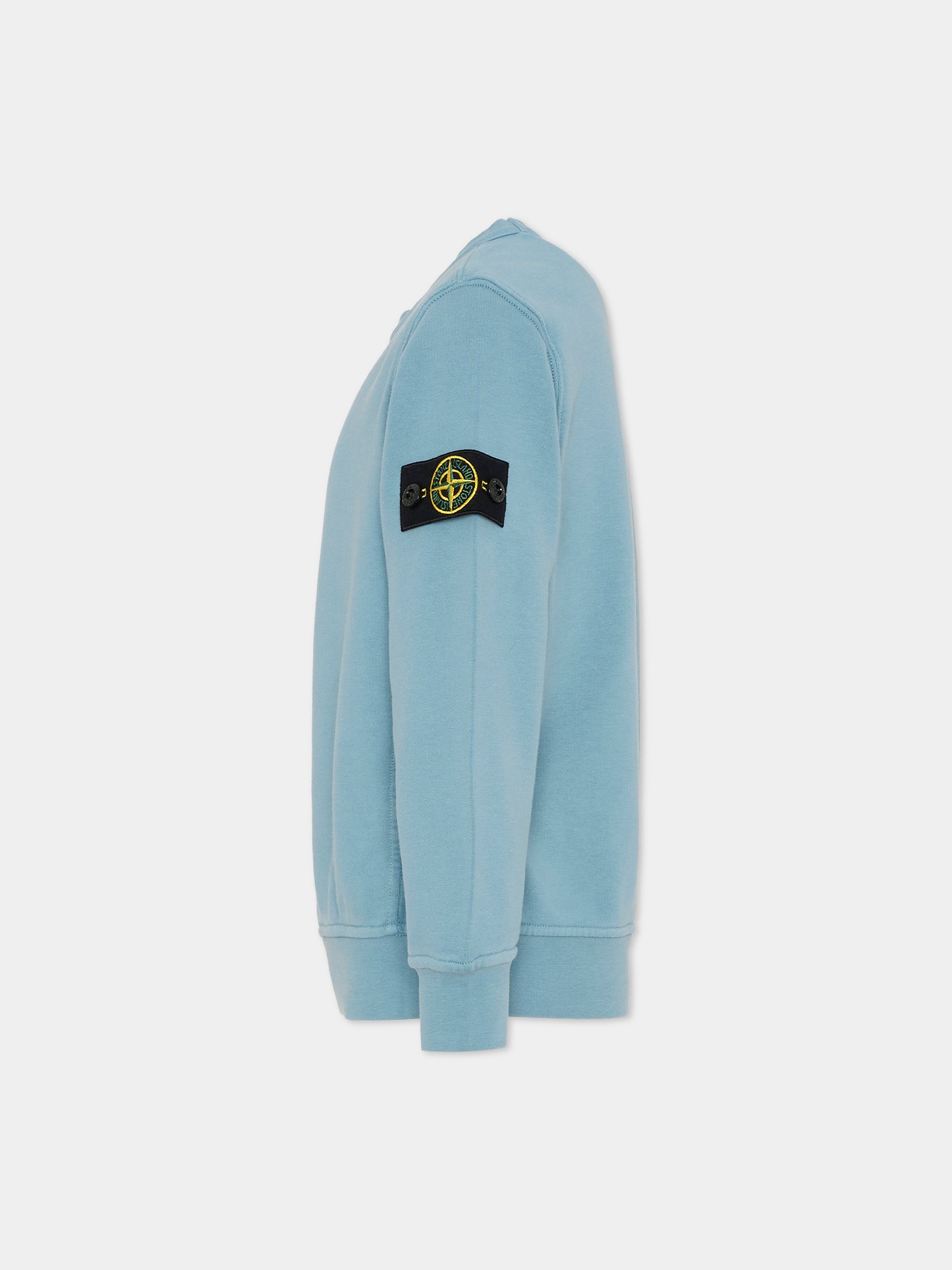 Felpa celeste per bambino con bussola,Stone Island Junior,L1S16 6100005 S0040 - V004A