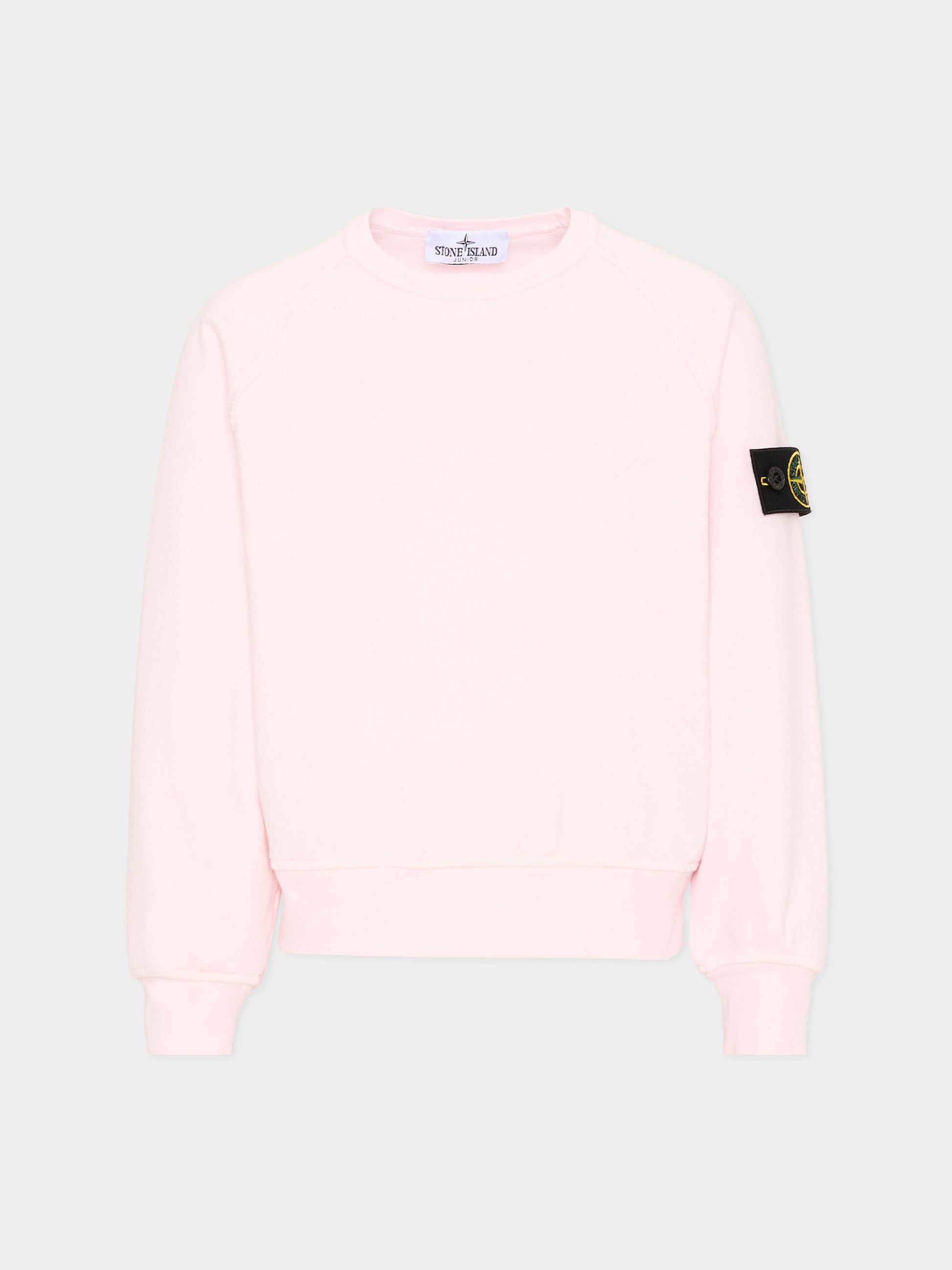 Felpa rosa per bambina con Compass Patch,Stone Island Junior,L1S16 6100015 S0040 - V0080