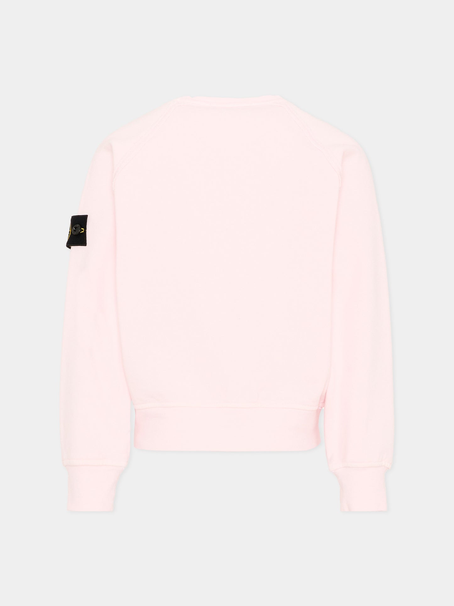 Felpa rosa per bambina con Compass Patch,Stone Island Junior,L1S16 6100015 S0040 - V0080