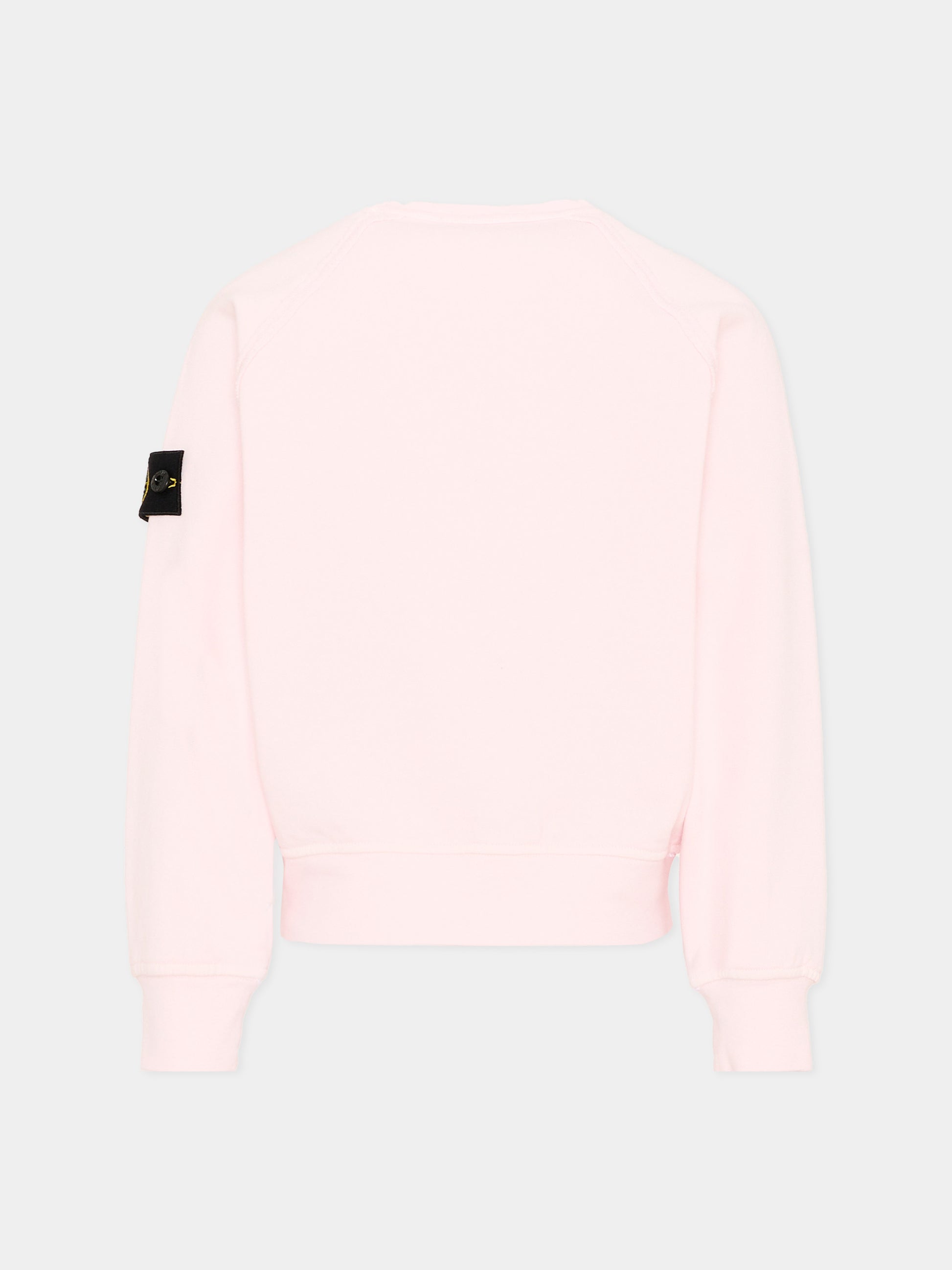 Felpa rosa per bambina con Compass Patch,Stone Island Junior,L1S16 6100015 S0040 - V0080