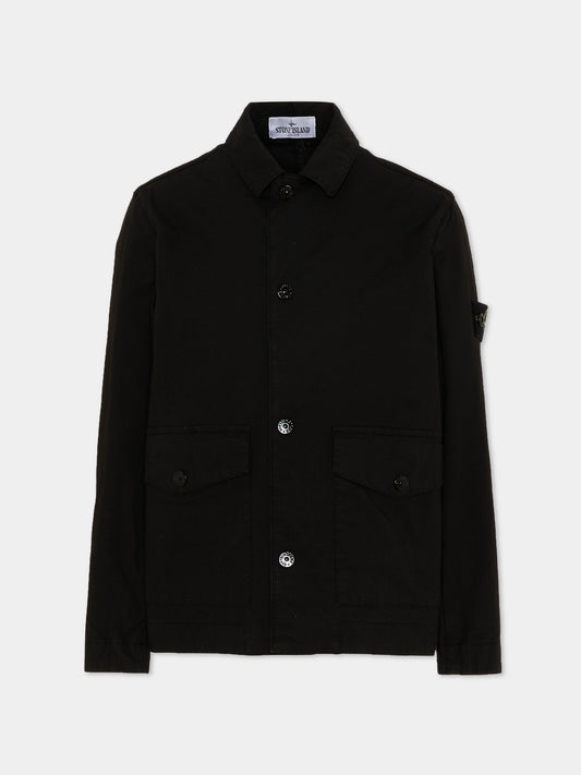 Giacca nera per bambino con compass patch,Stone Island Junior,L1S16 A100001 S0001 - V0029