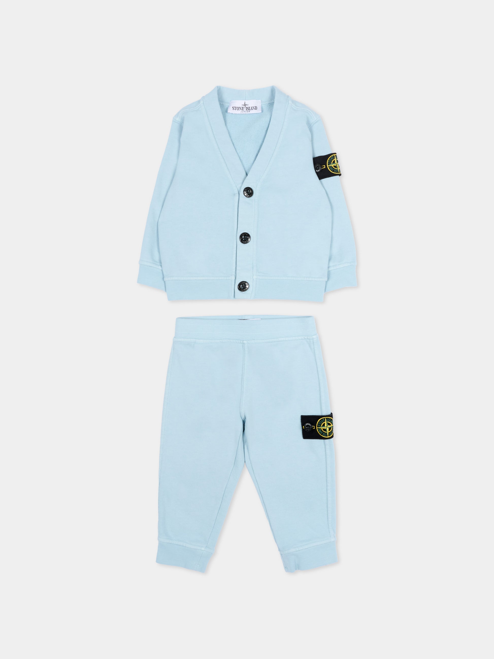 Completo sportivo celeste per neonato con coperta,Stone Island Junior,L1S16 M200001 S0917 - V0041