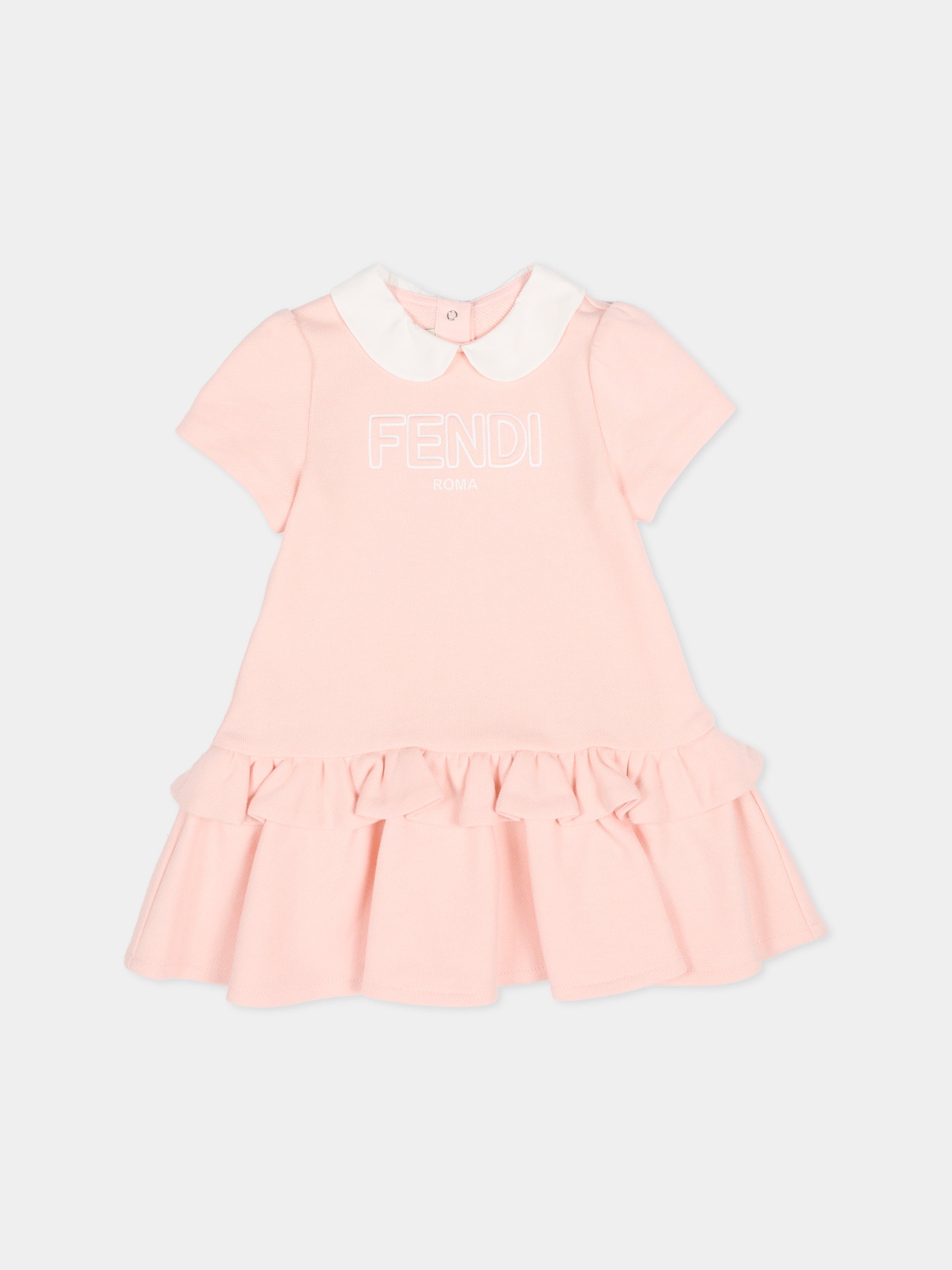 Vestito rosa per neonata con logo,Fendi Kids,BFB564 5V0 F1UL9