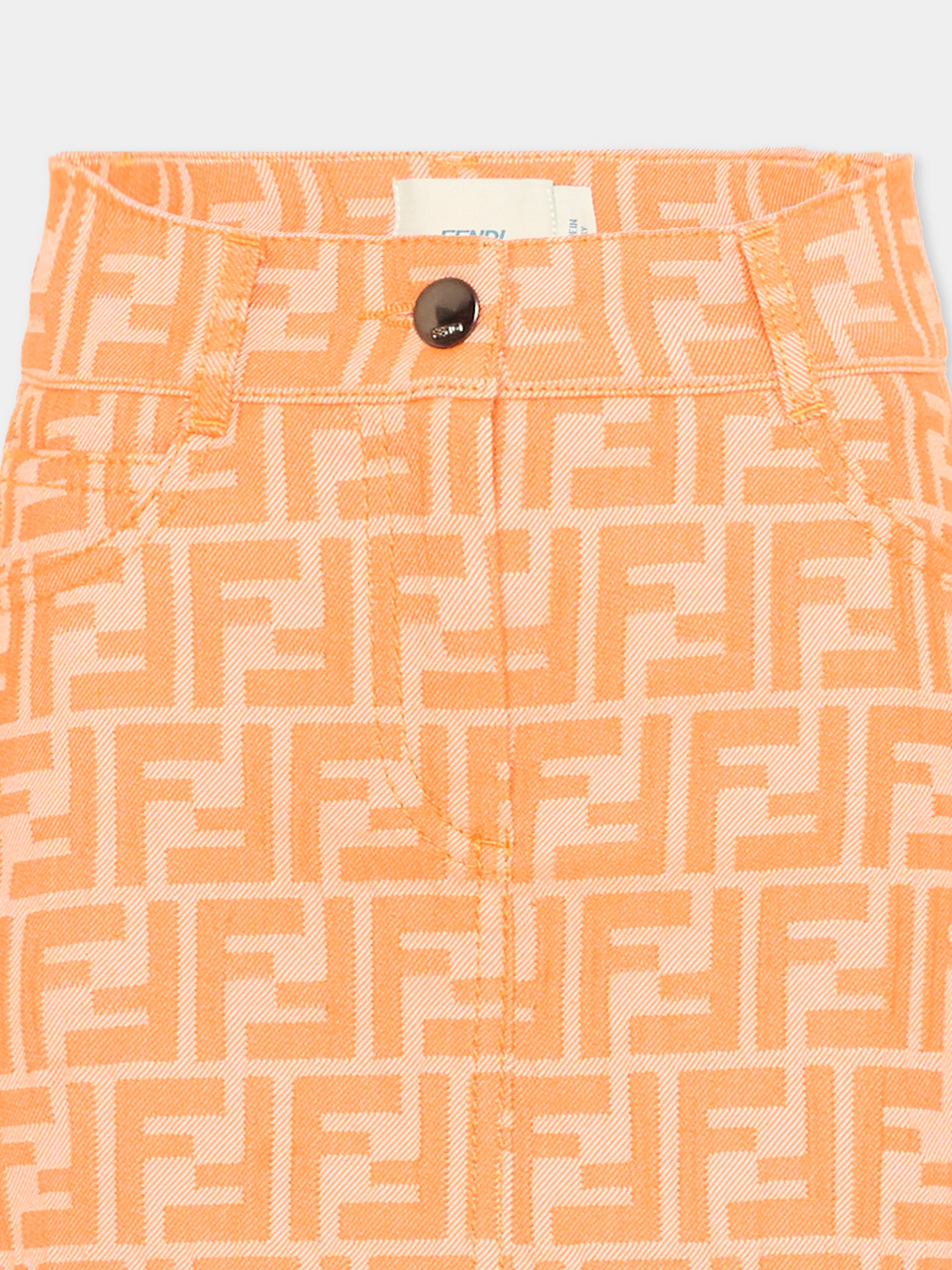 Gonna arancione per bambina con monogram FF,Fendi Kids,JFE203 AVW1 F1JYS
