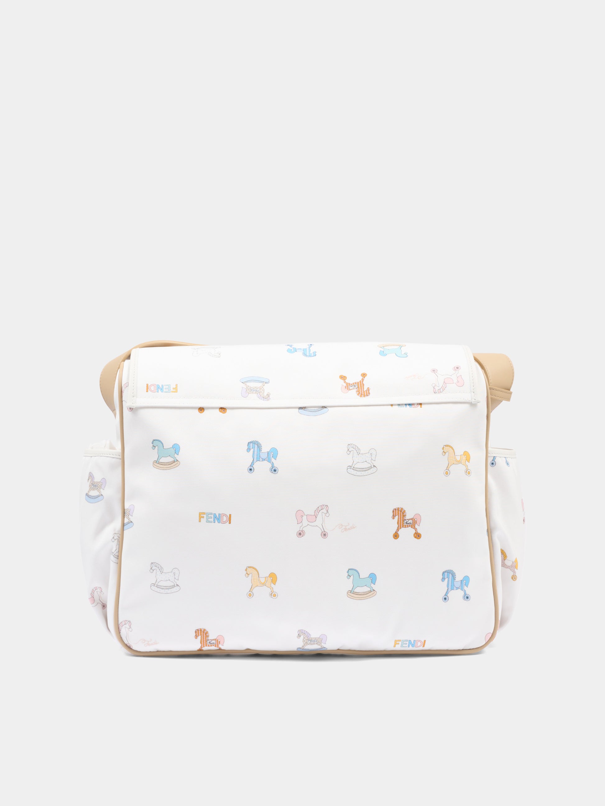 Borsa mamma bianca per neonati con cavallini,Fendi Kids,7VB020 ARE2 F1V6A