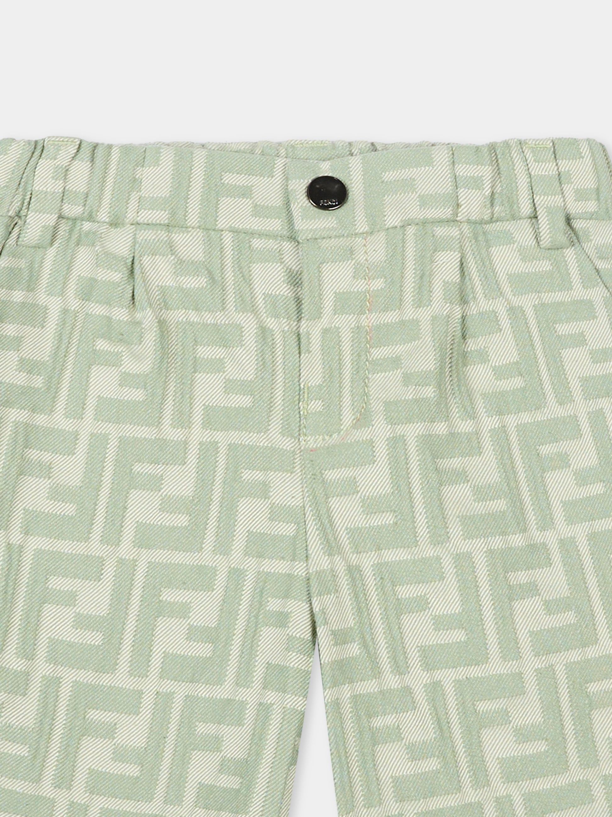 Shorts verdi per neonato con monogramma FF,Fendi Kids,BMF266 AVW1 F1DS6