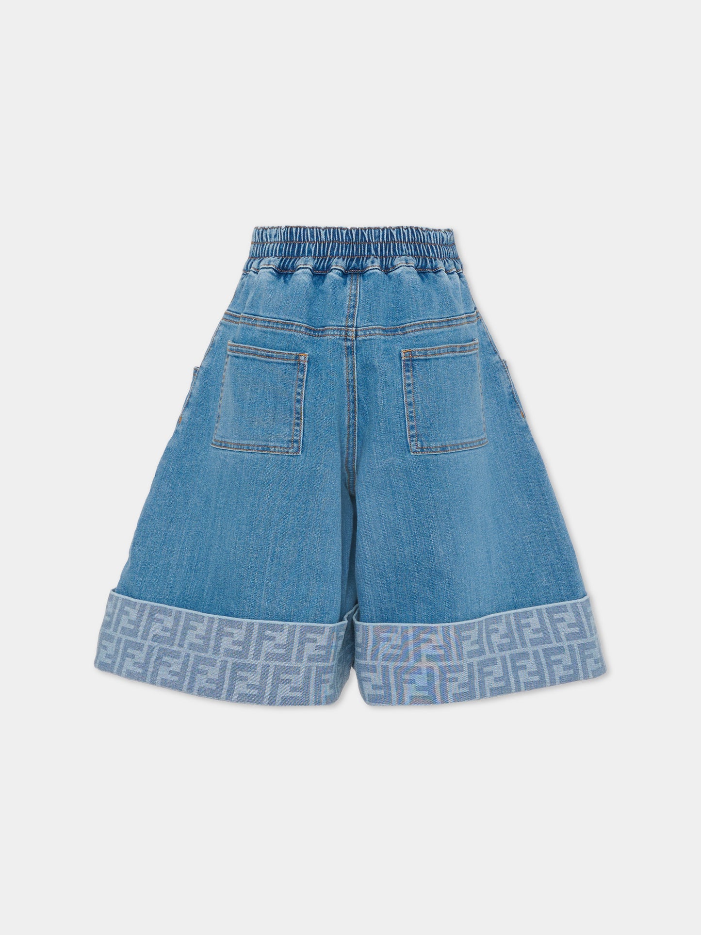 Shorts denim per bambina con FF,Fendi Kids,JFF389 AVVU F0QG0