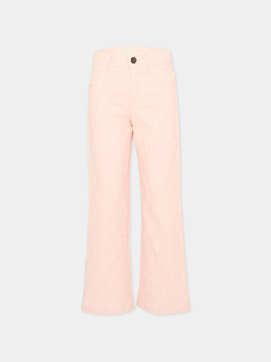 Jeans rosa per bambina monogramma FF,Fendi Kids,JUF176 AVW1 F1UL9