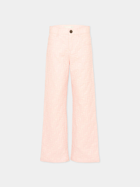 Jeans rosa per bambina monogramma FF,Fendi Kids,JUF176 AVW1 F1UL9