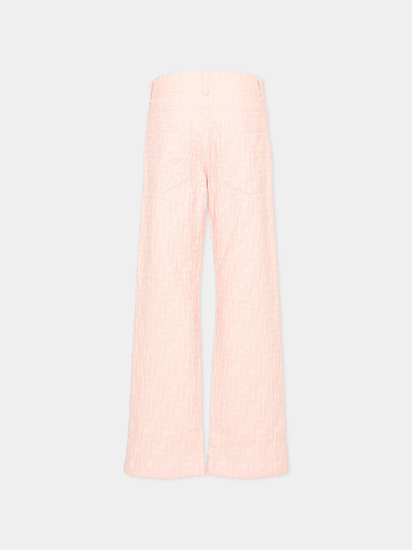 Jeans rosa per bambina monogramma FF,Fendi Kids,JUF176 AVW1 F1UL9