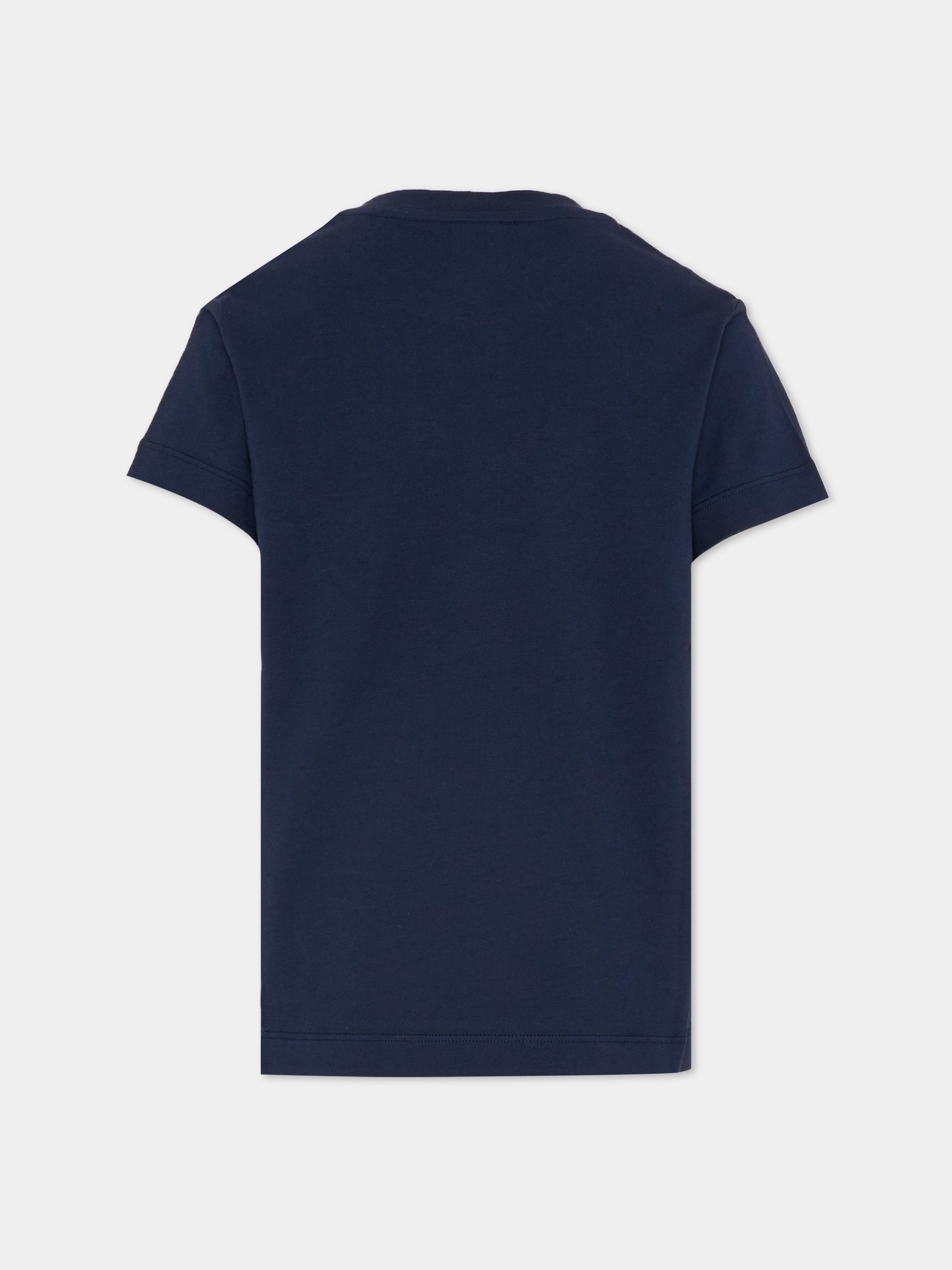 T-shirt blu per bambini con logo,Fendi Kids,JUI202 7AJ F0QG0