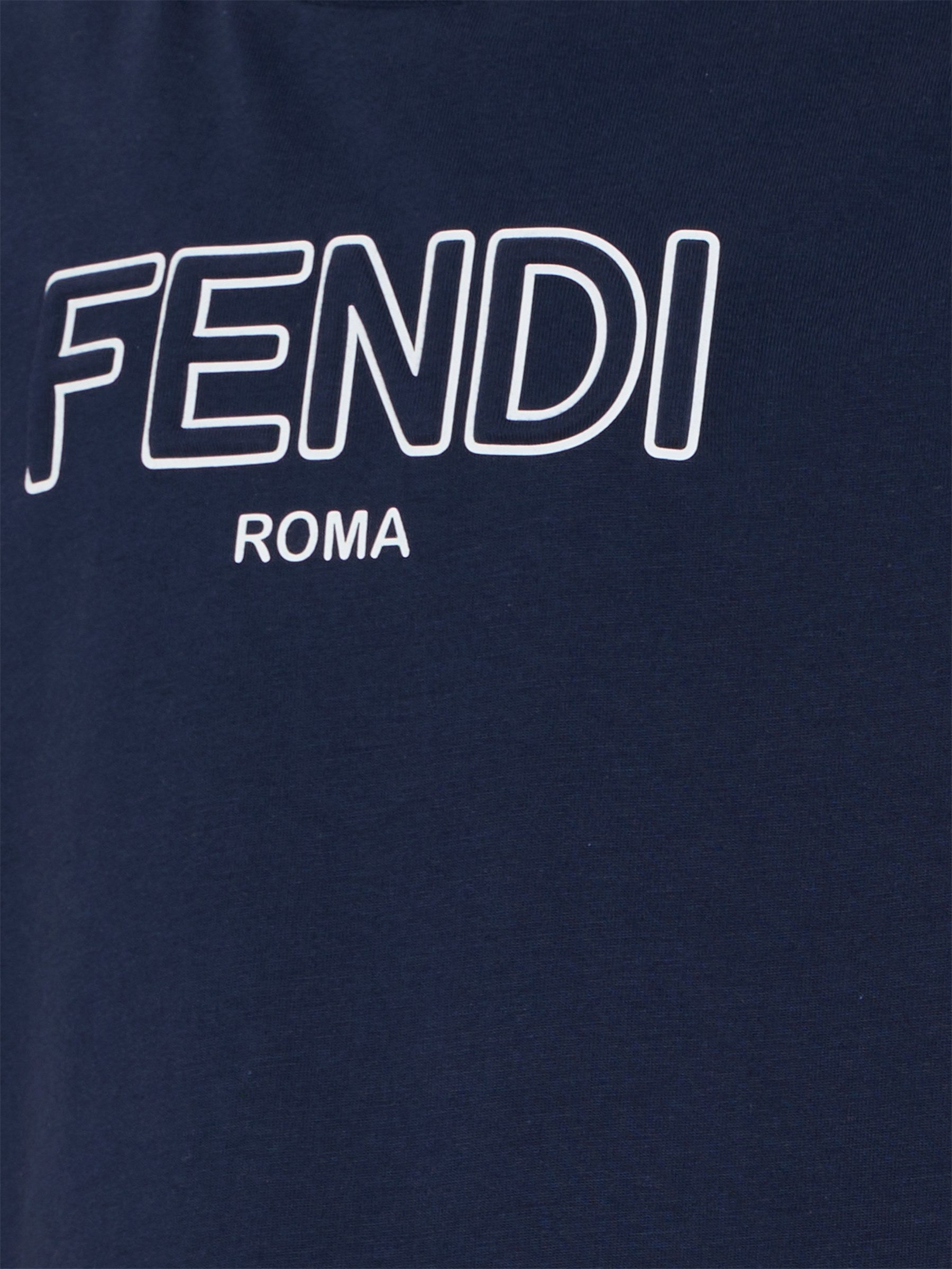 T-shirt blu per bambini con logo,Fendi Kids,JUI202 7AJ F0QG0