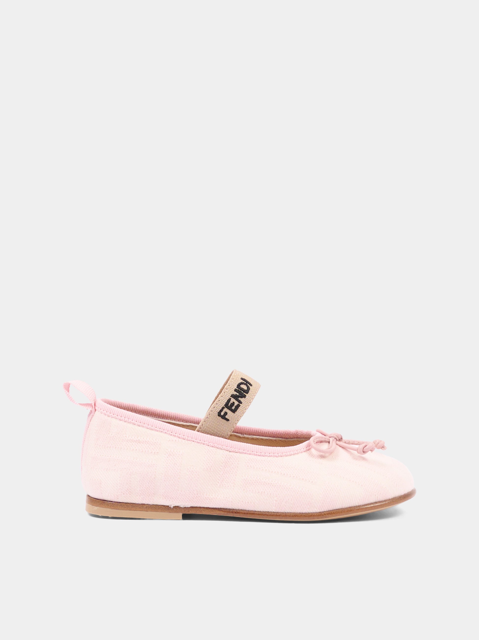 Ballerine rosa per bambina con logo,Fendi Kids,JFR377 AQ75 F1V9K