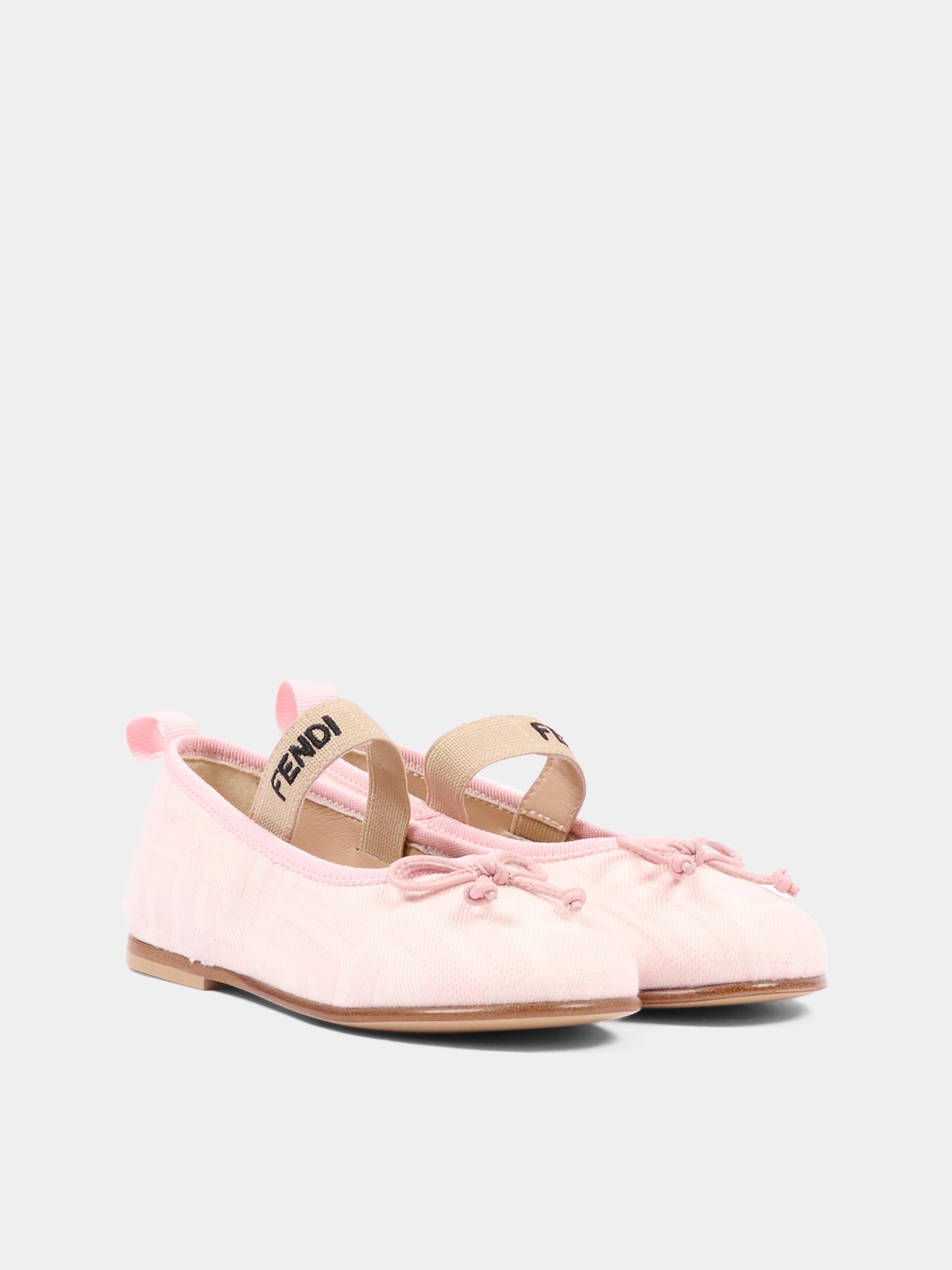 Ballerine rosa per bambina con logo,Fendi Kids,JFR377 AQ75 F1V9K
