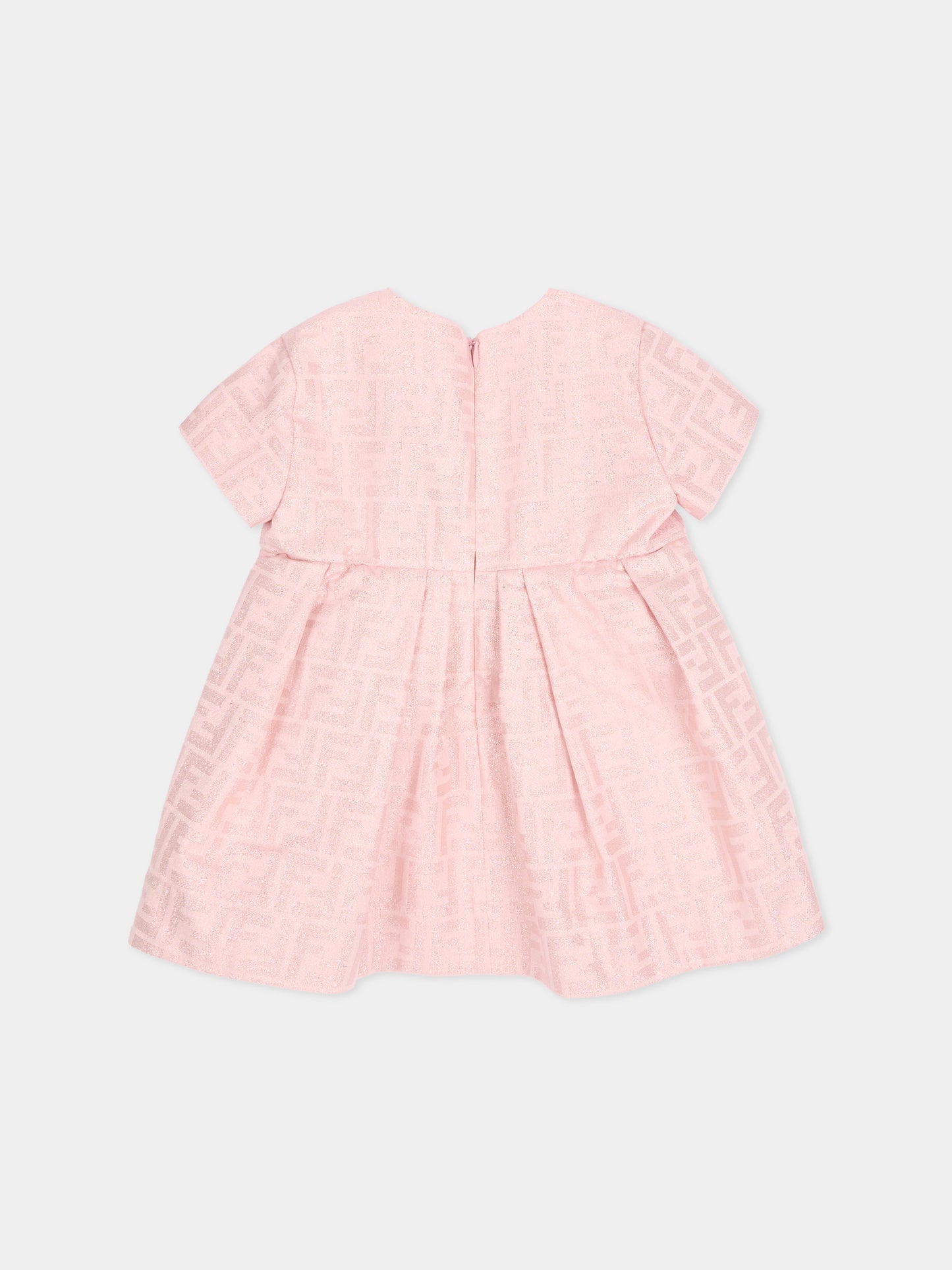 Vestito rosa per neonata con FF in lurex,Fendi Kids,BFB589 AVW6 F0ZKY